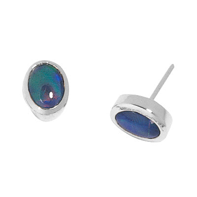 Silver Triplet Opal Earrings