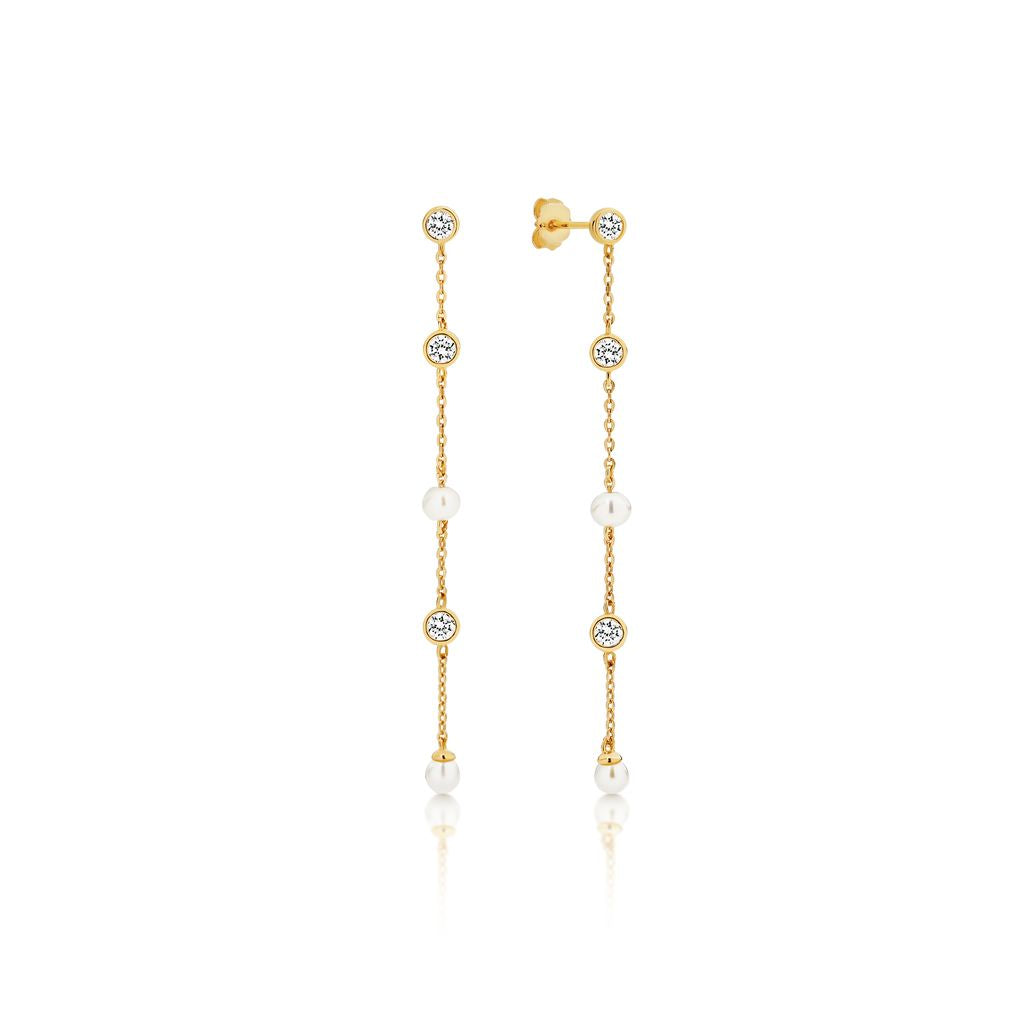 9ct gold earrings with freshwater pearls and CZ