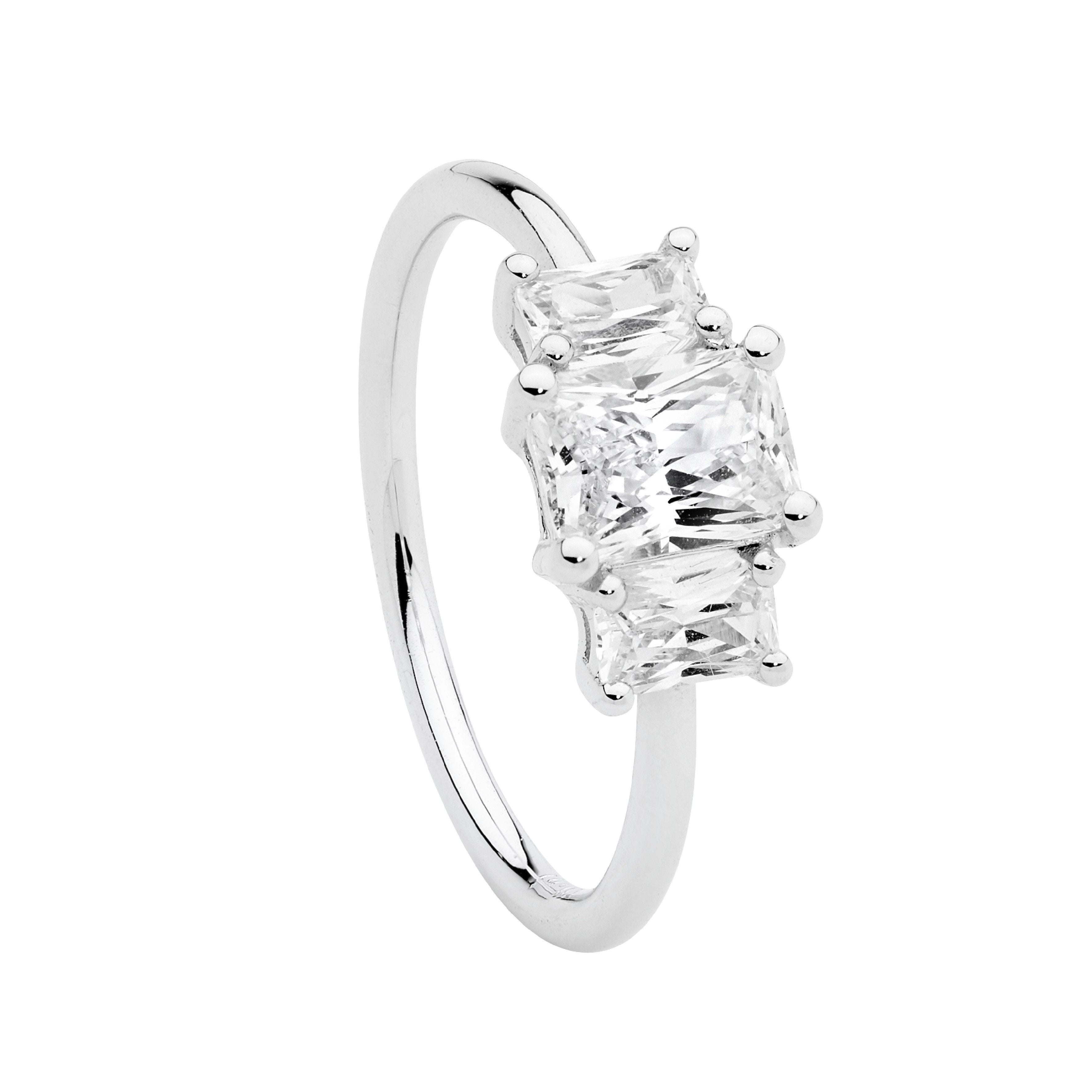 ELLANI Silver CZ Trilogy Ring
