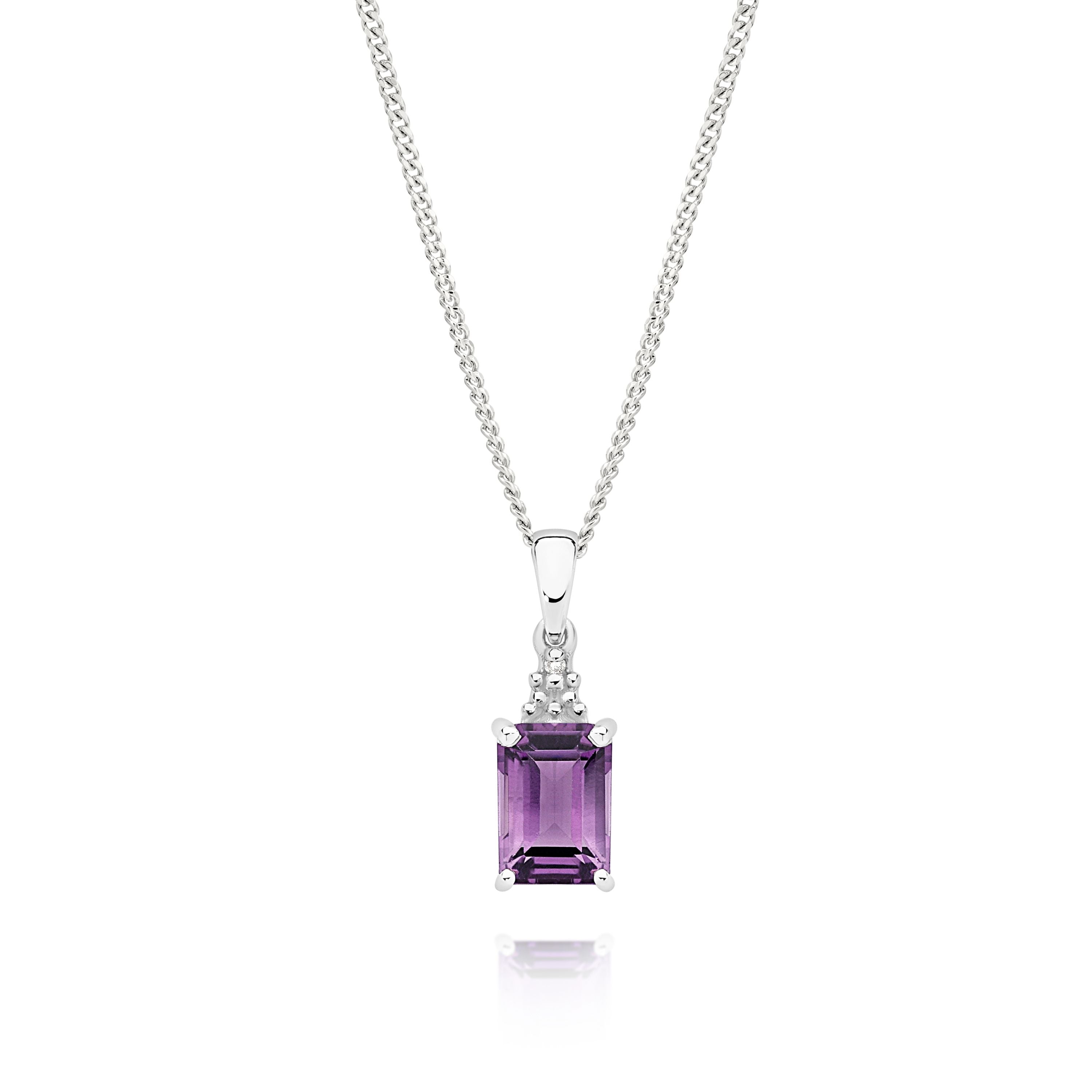 Silver Amethyst and Diamond Pendant