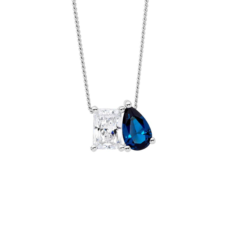 ELLANI Silver CZ Multi-Shape Necklet