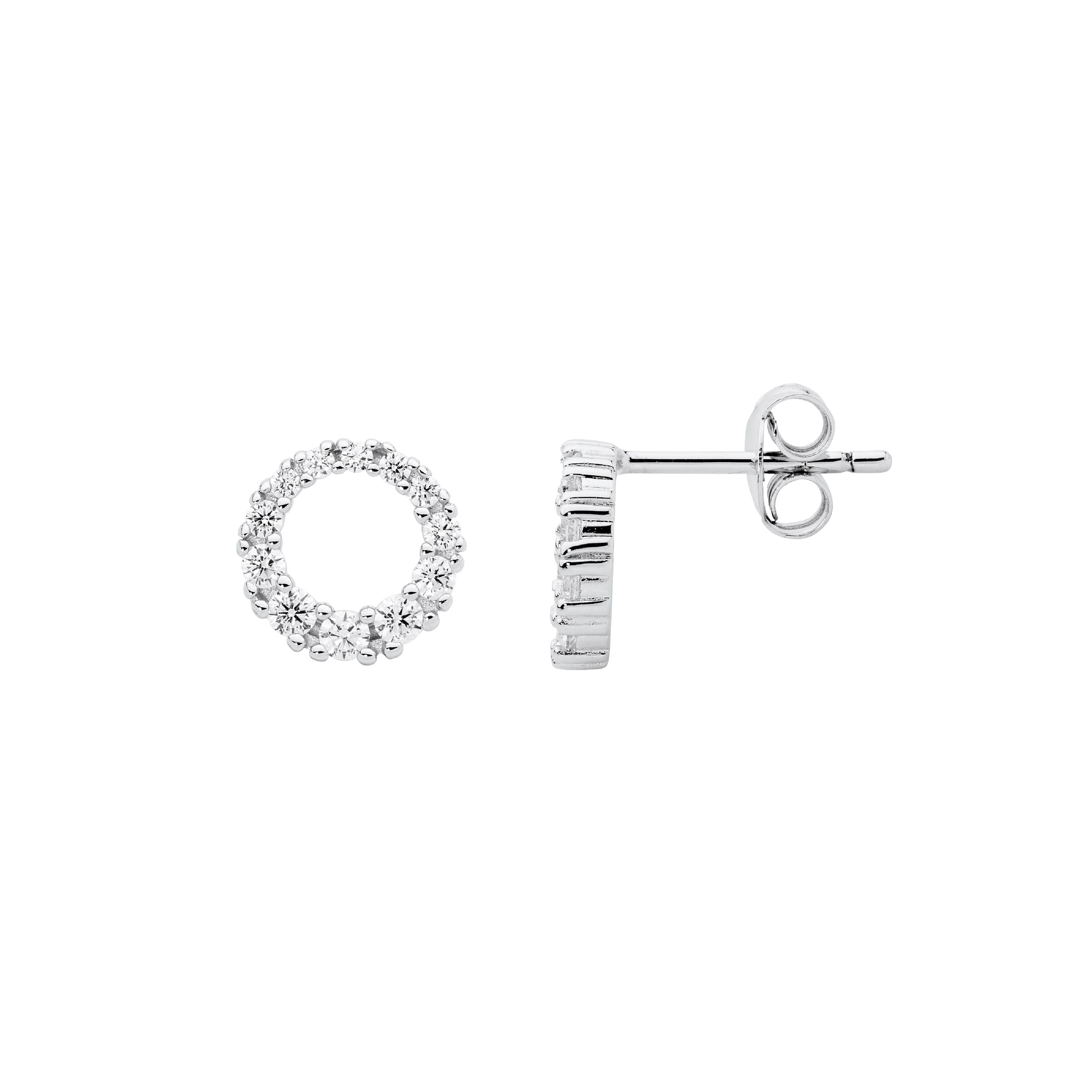 ELLANI Silver CZ Circle Studs
