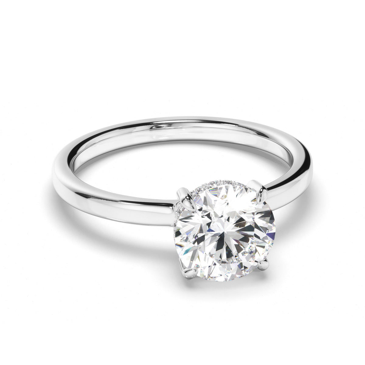 Round Brilliant Cut Diamond Hidden Halo Engagement Ring