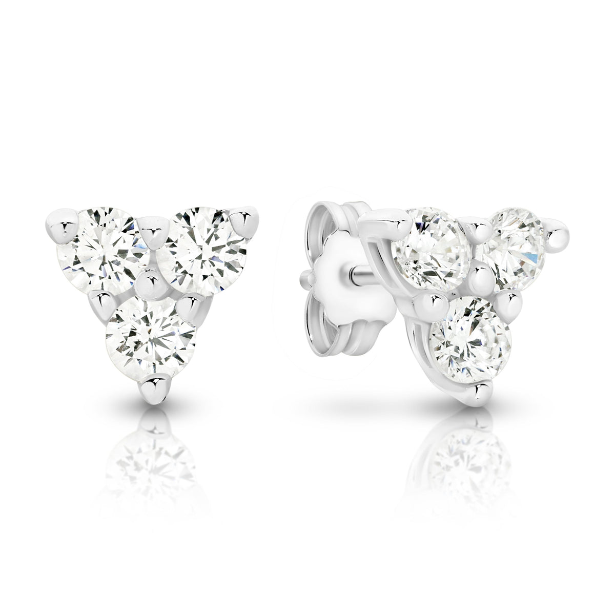 Silver Tri stone Studs