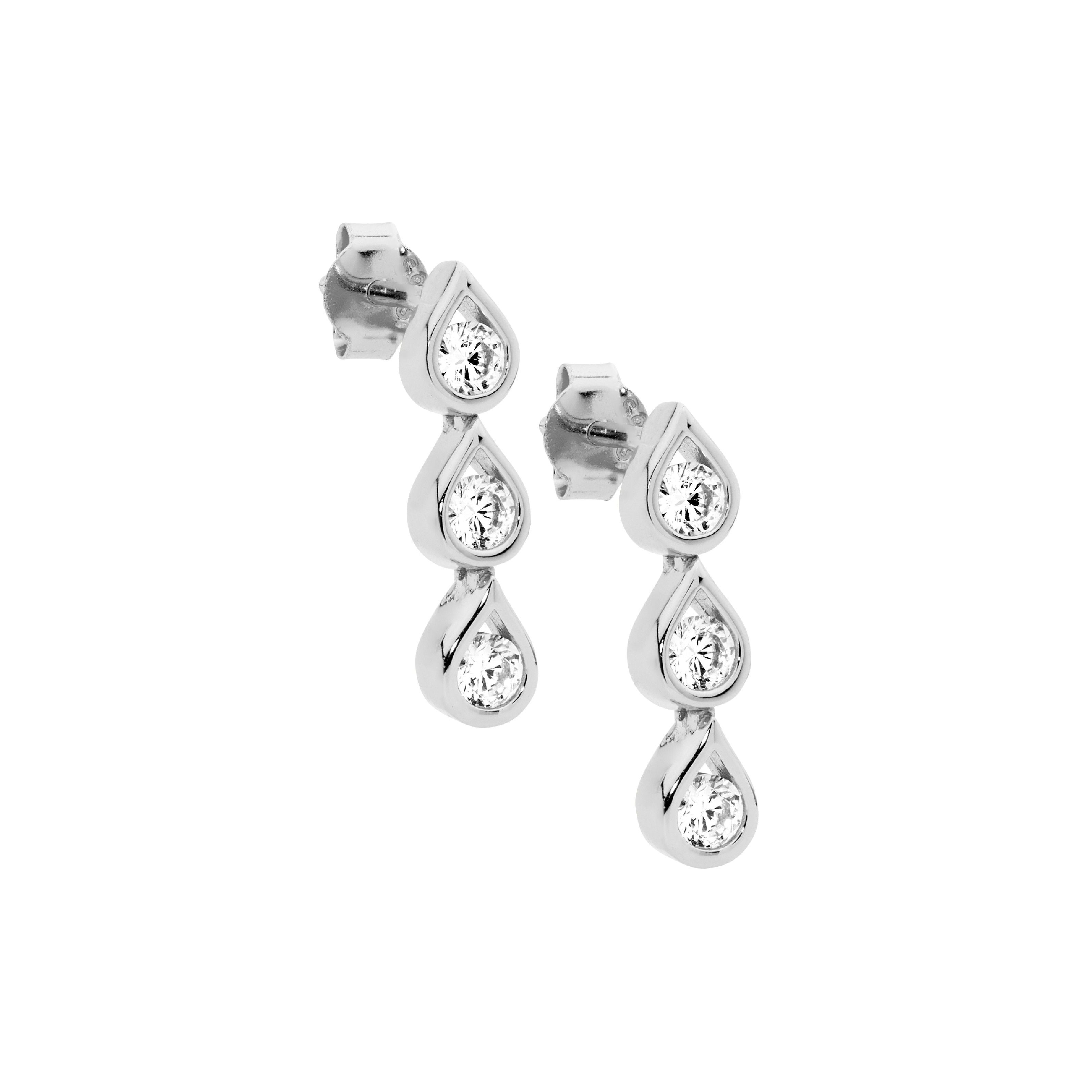 ELLANI Silver CZ Drop Earrings