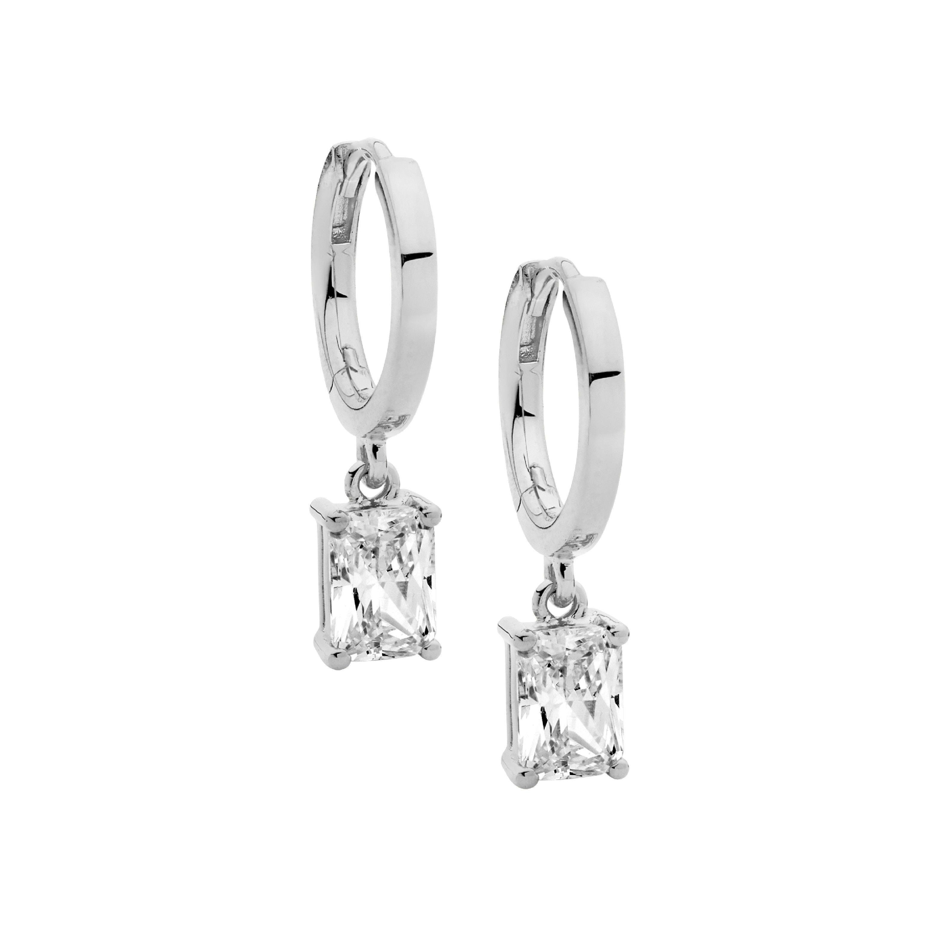 ELLANI Silver Earrings with CZ Drop