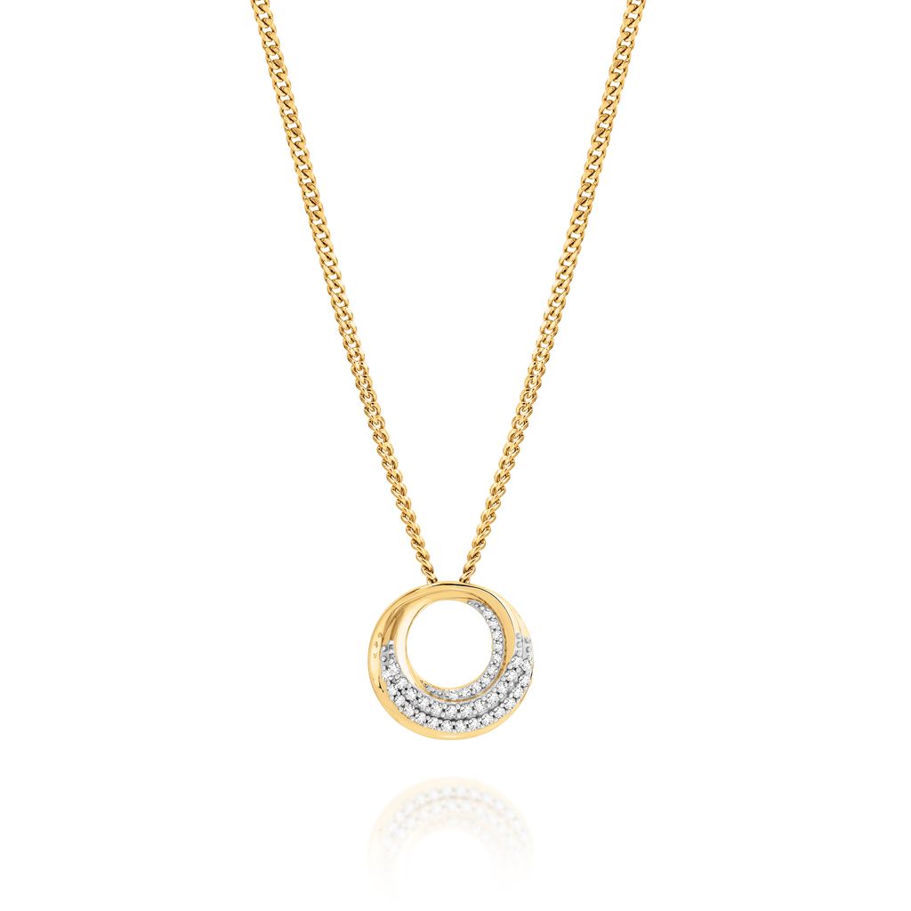9ct Gold 0.10ct Diamond Tapered Circle Slider Pendant