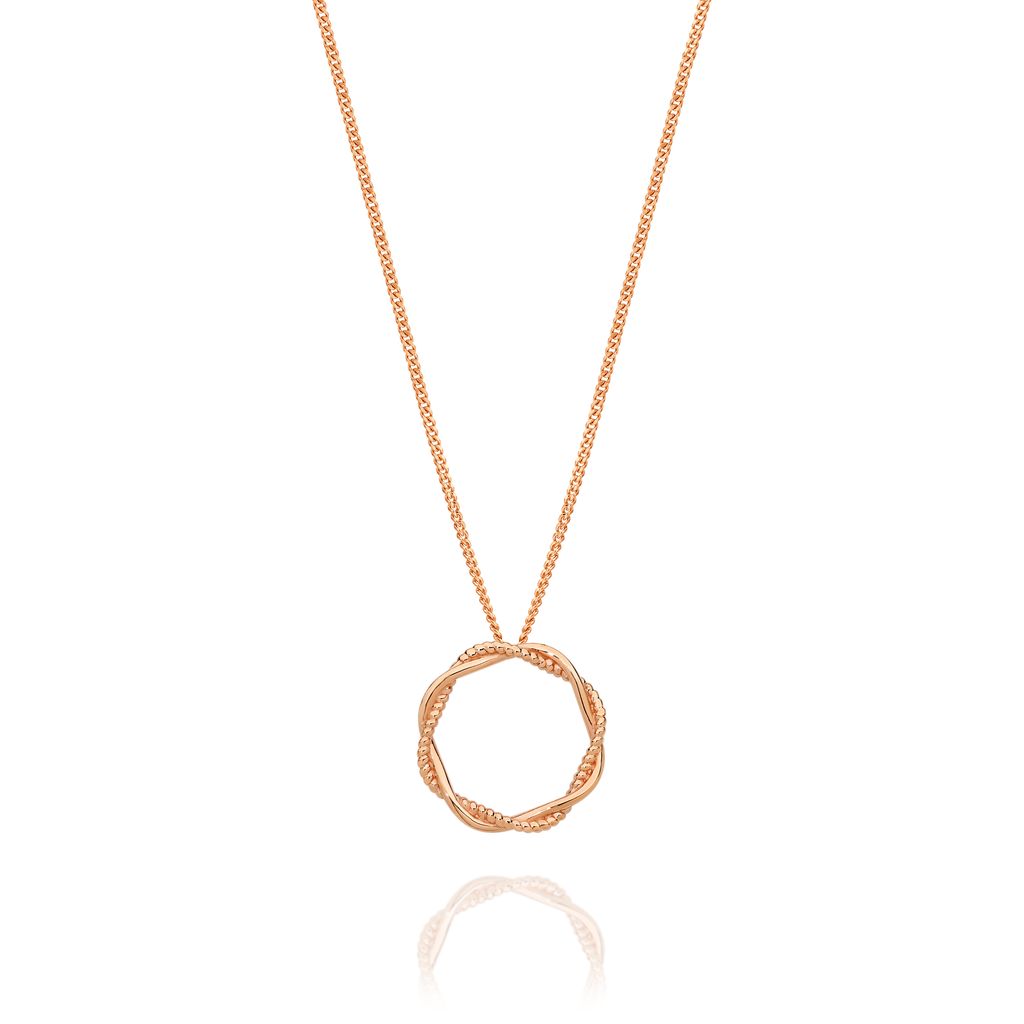 9ct rose gold twisted circle pendant