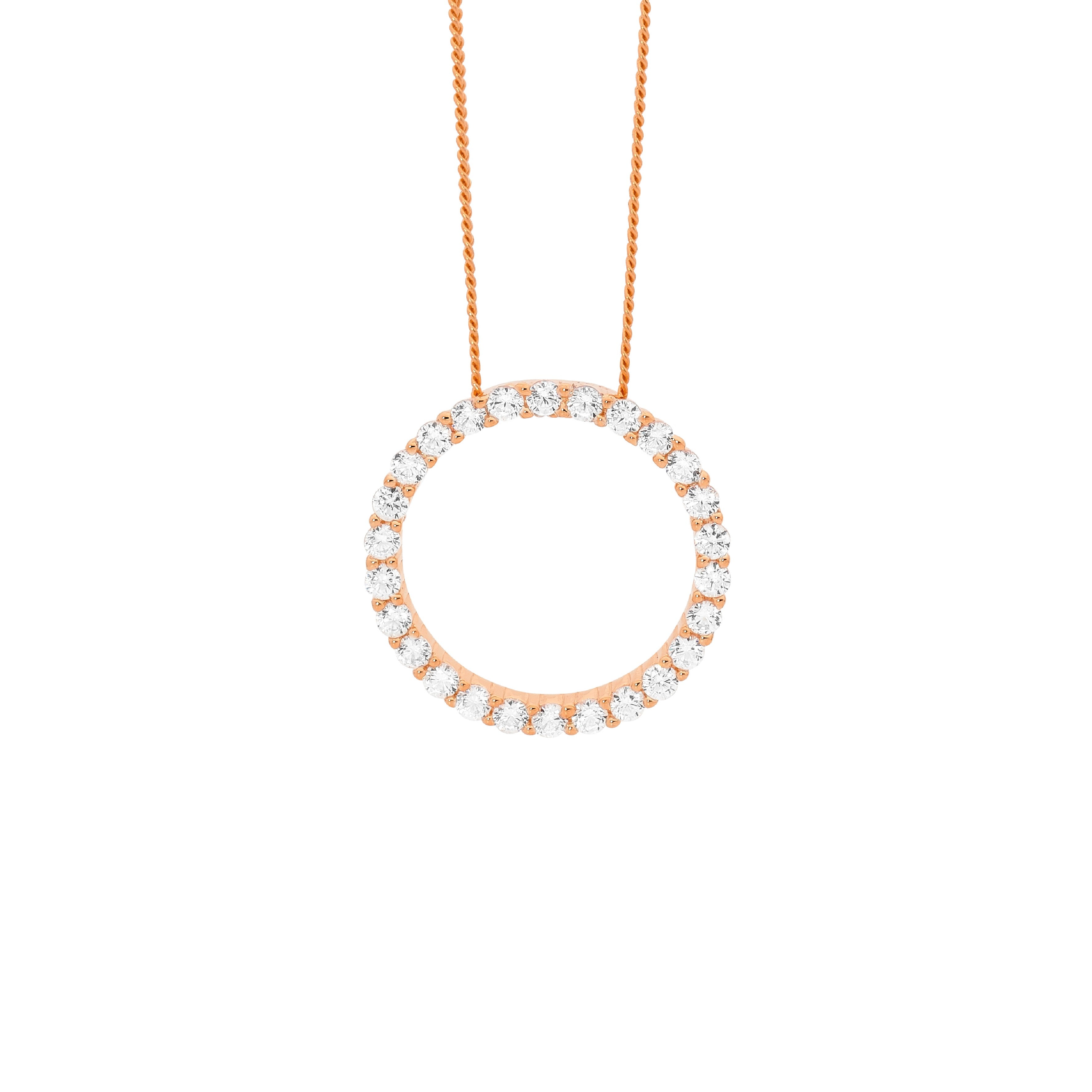 ELLANI Silver Plated CZ Circle Necklet