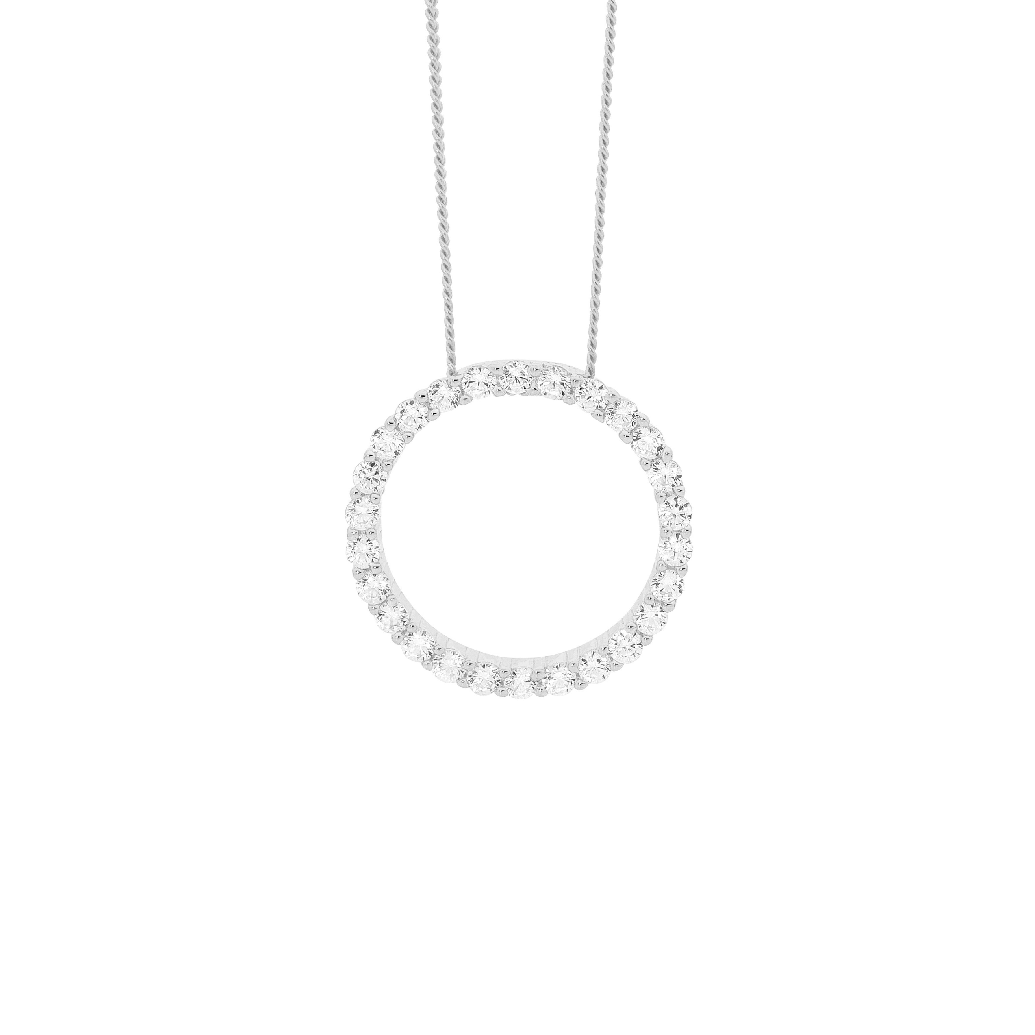 ELLANI Silver CZ Circle Necklet