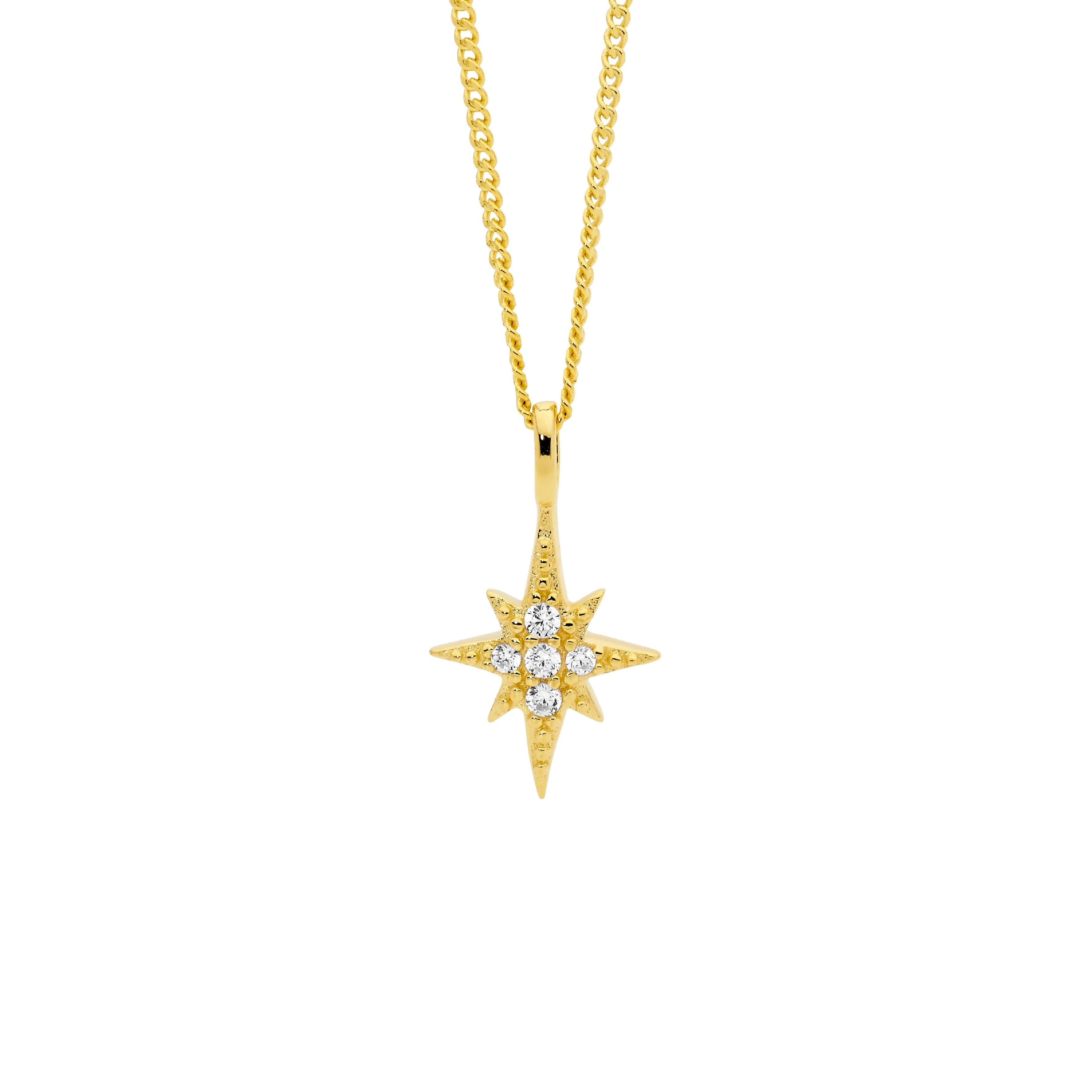 ELLANI Silver Plated CZ Star Necklet