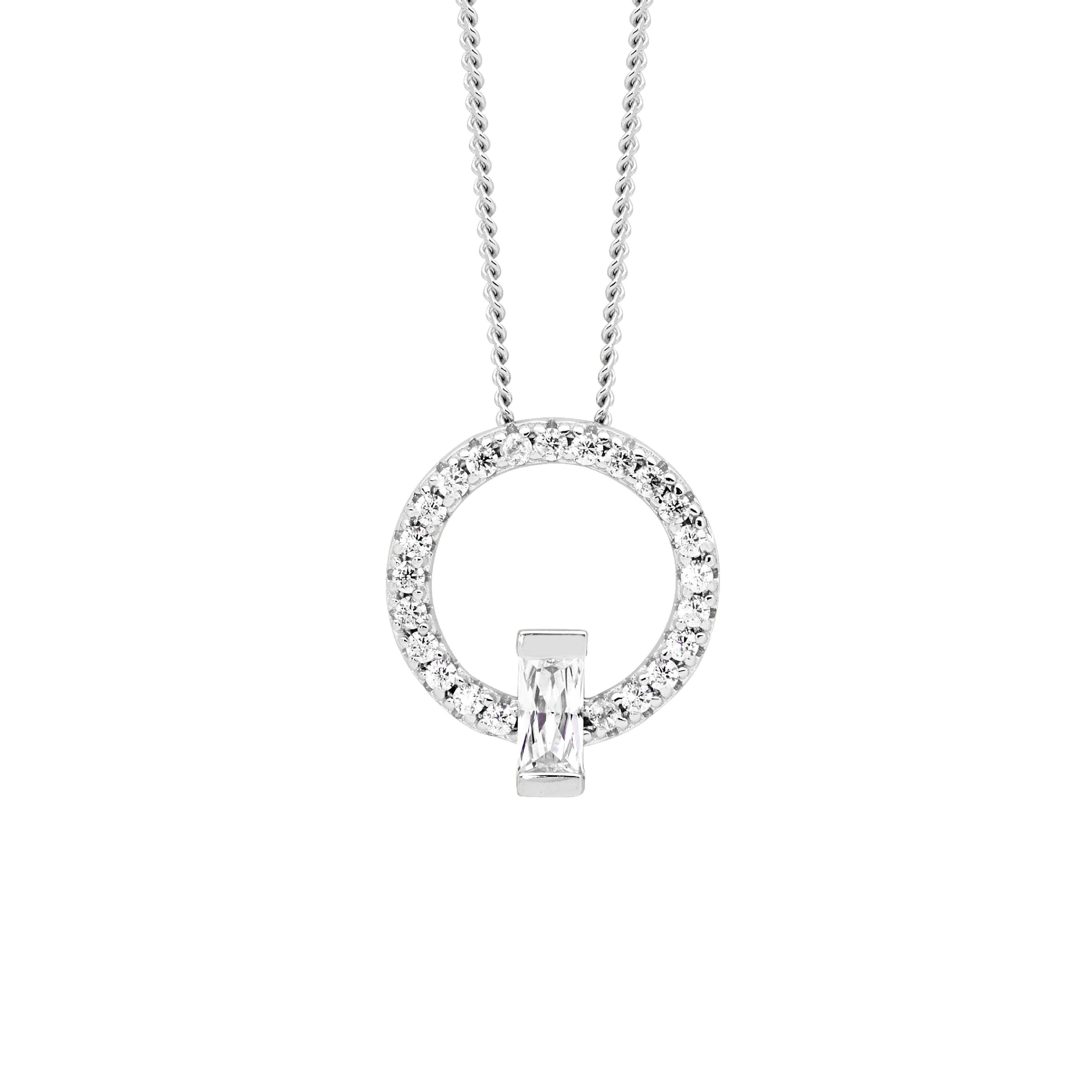 ELLANI Silver CZ Circle Necklet