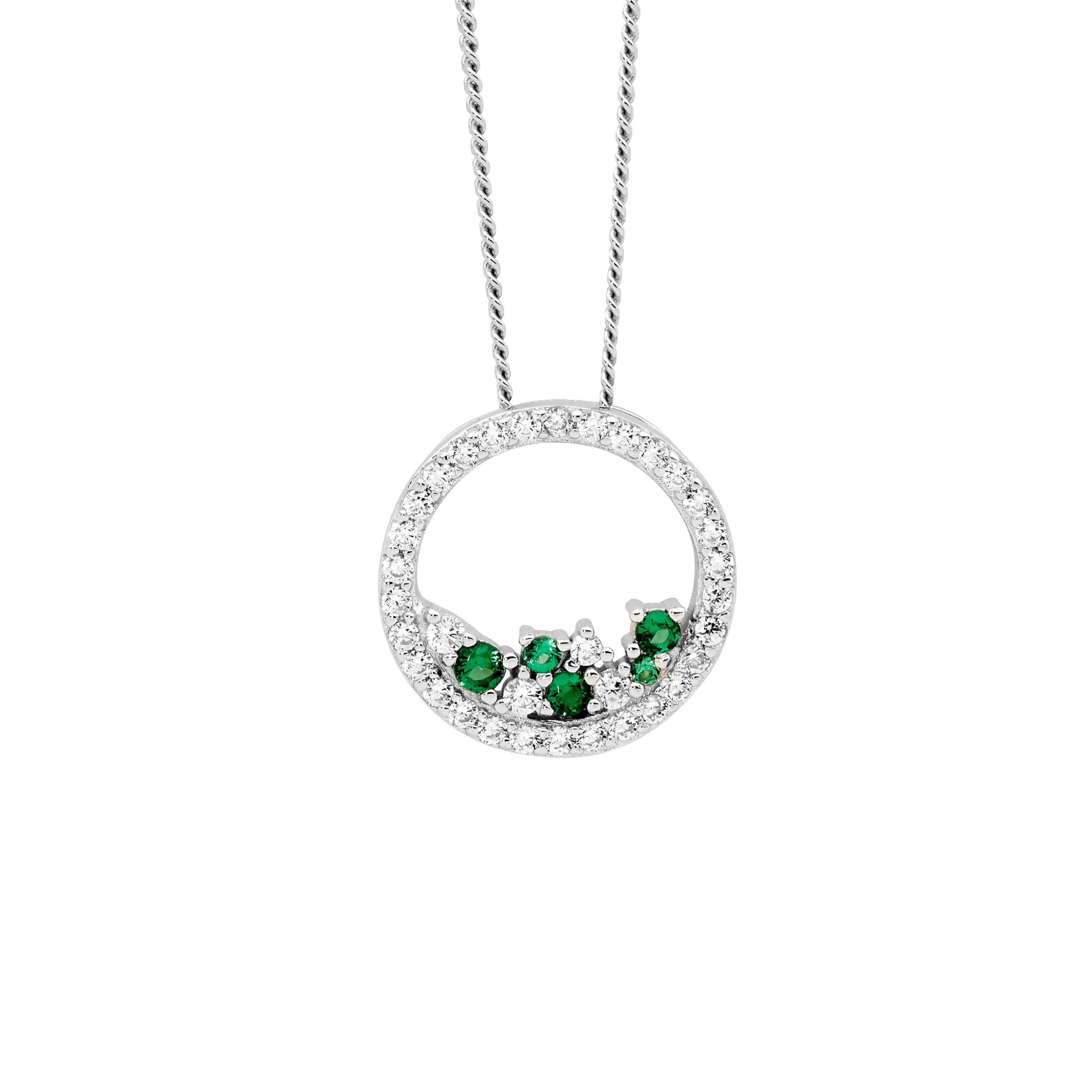 ELLANI Silver CZ Circle Necklet