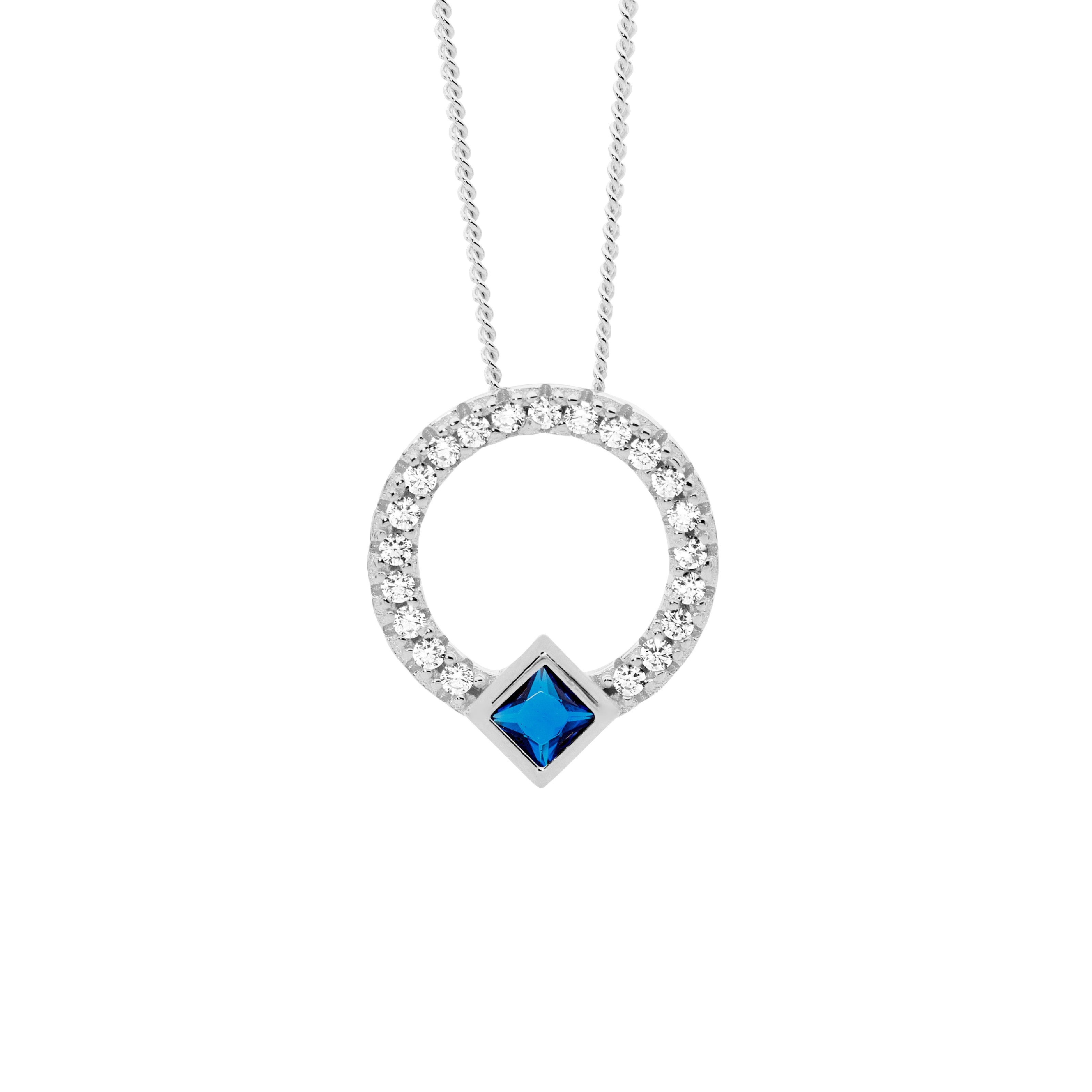 ELLANI Silver CZ Circle Necklet