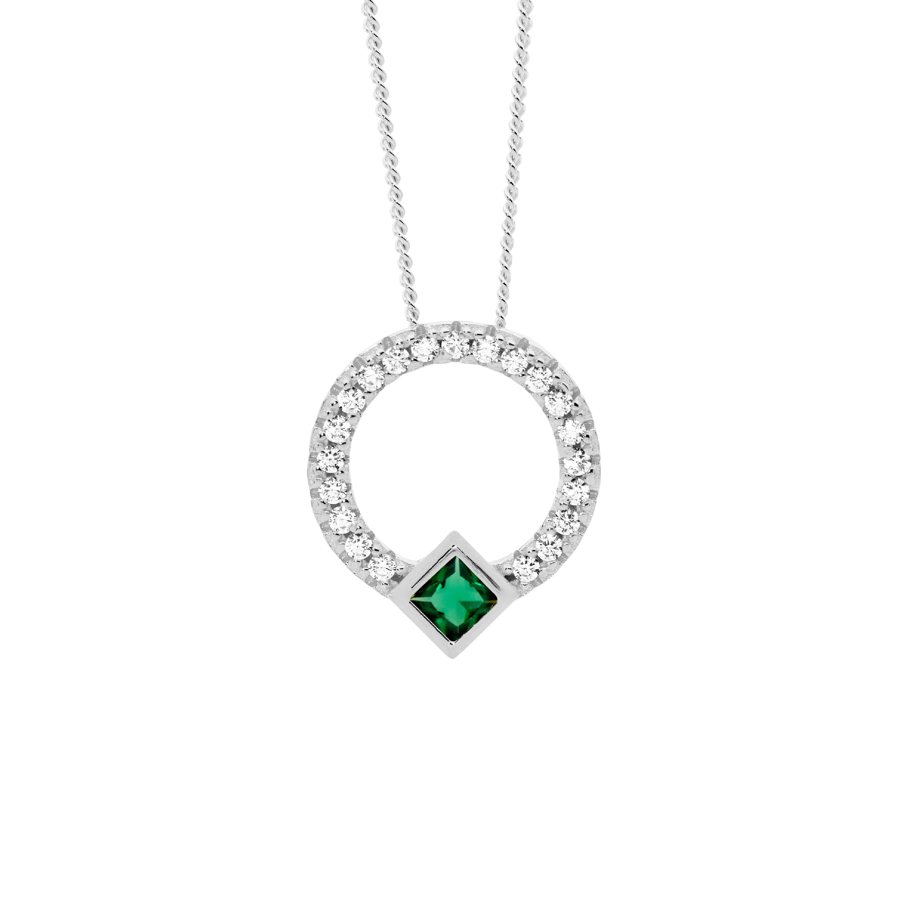 ELLANI Silver CZ Circle Necklet