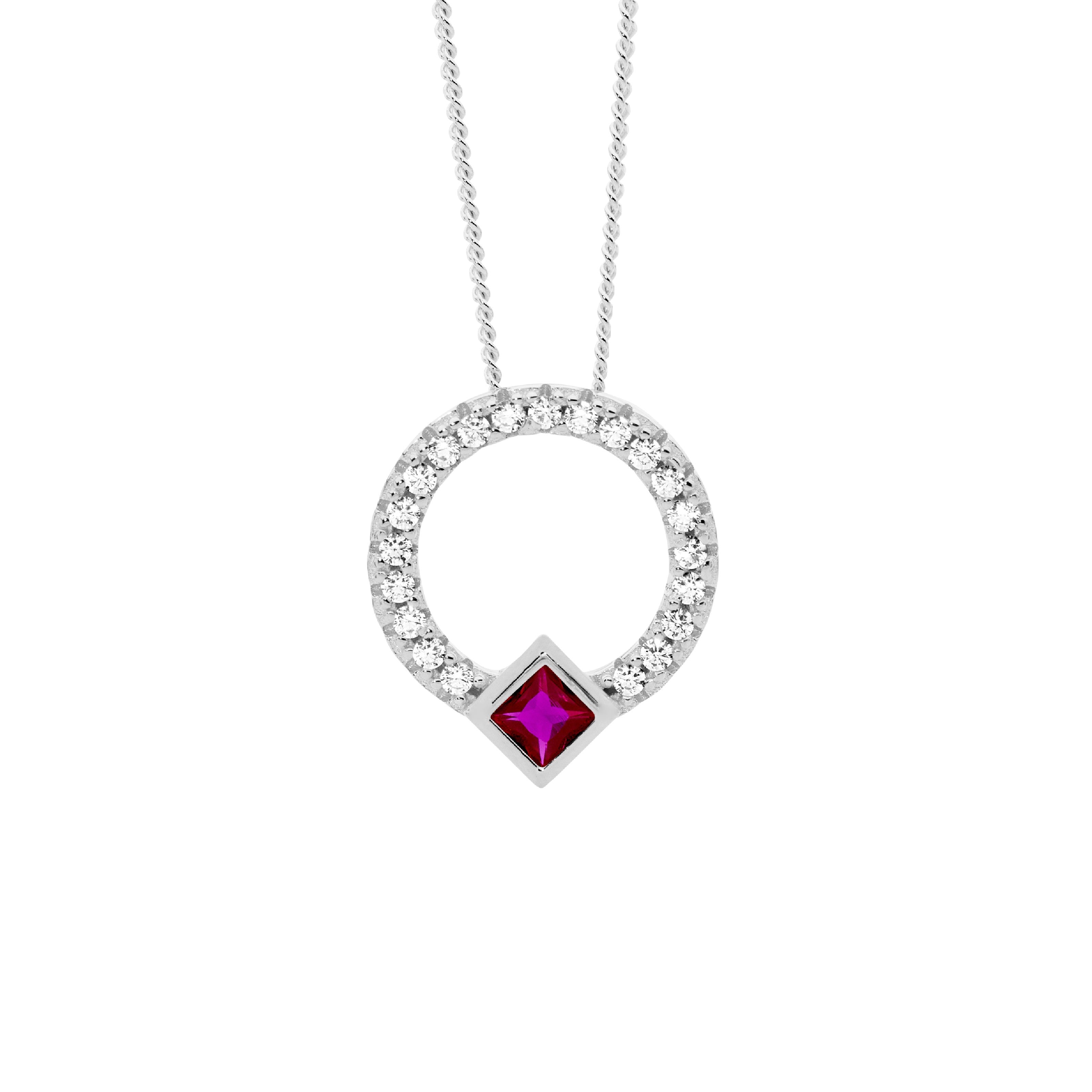 ELLANI Silver CZ Circle Necklet