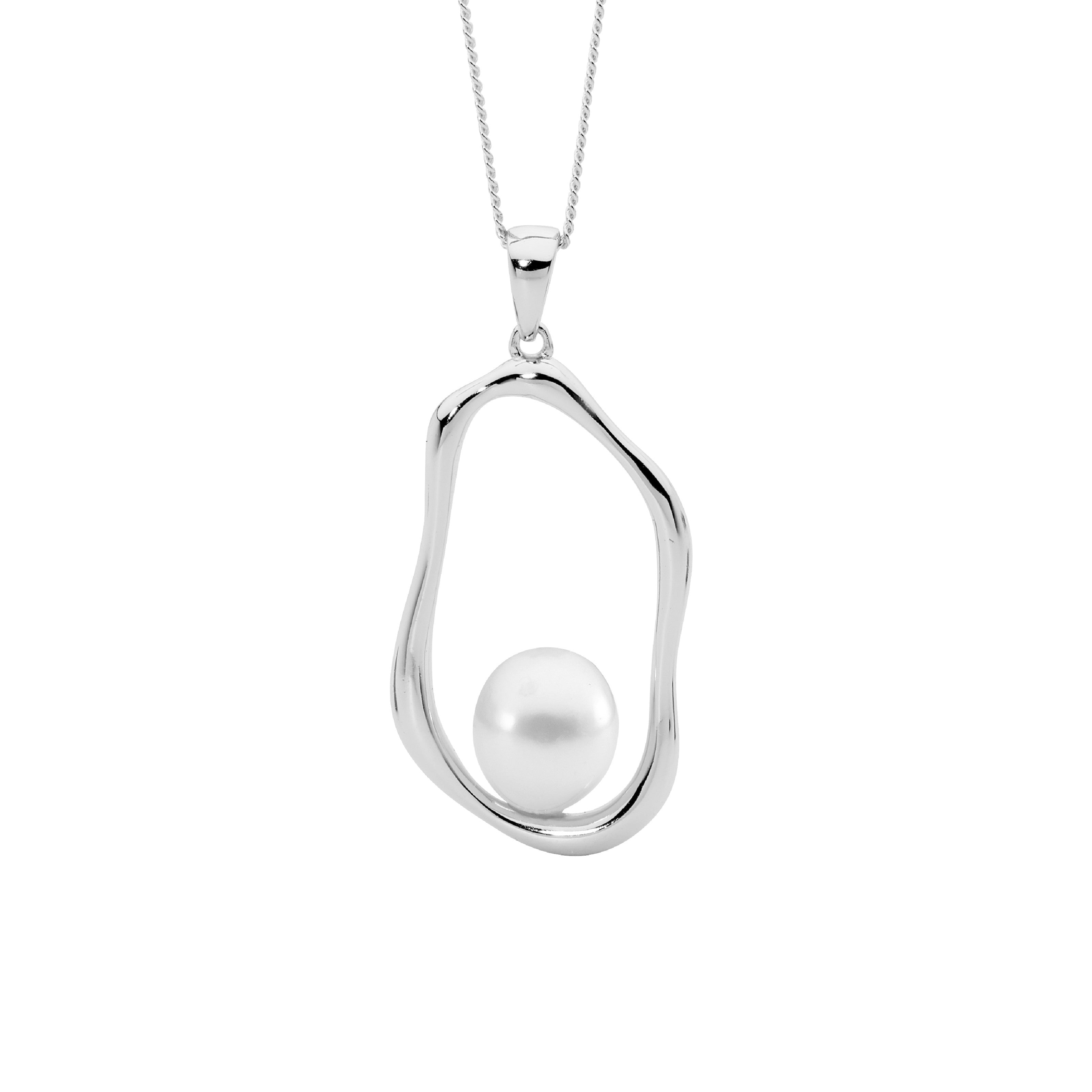 ELLANI Silver Freshwater Pearl Necklet