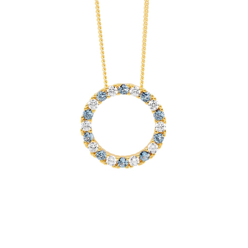 ELLANI Silver Spinel & CZ Circle Necklet with Gold Plating