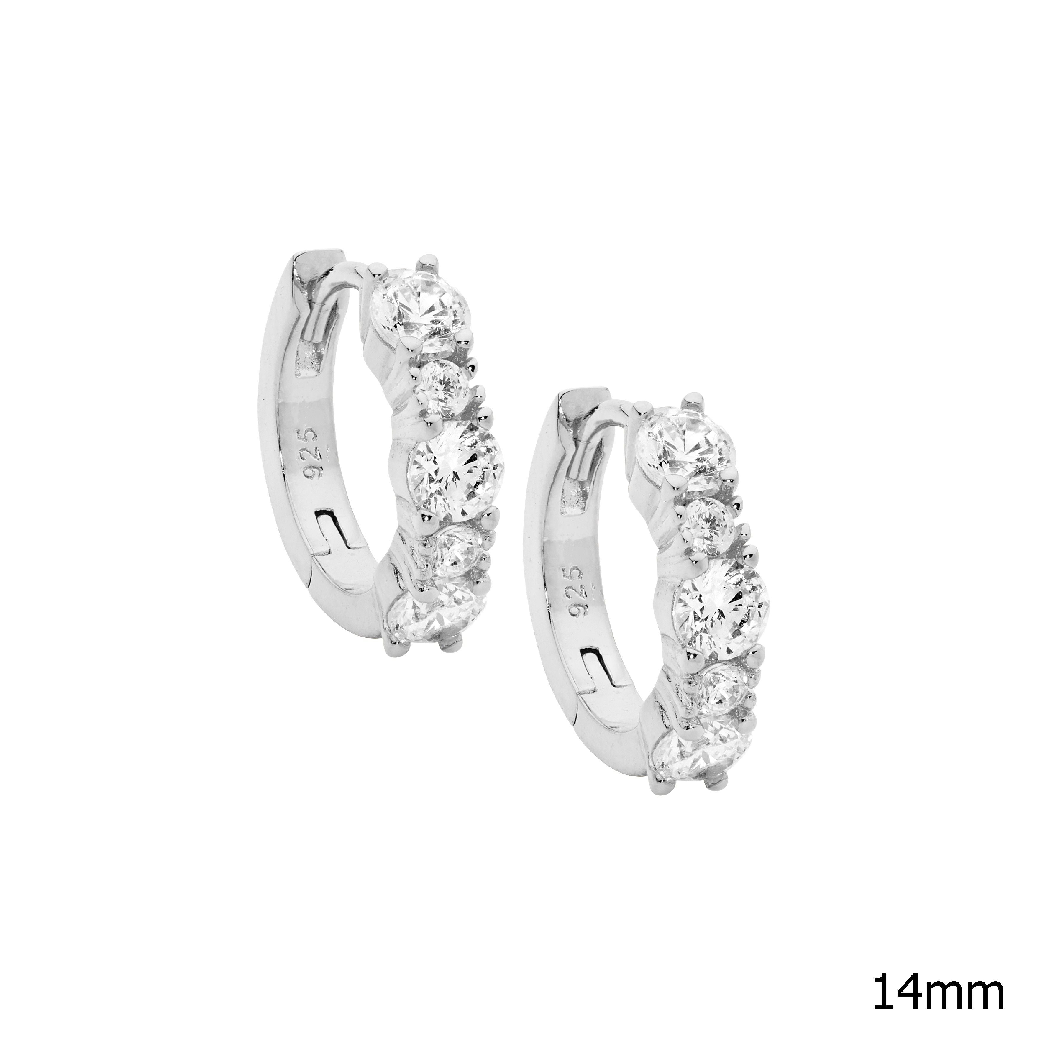 ELLANI Silver CZ Huggies