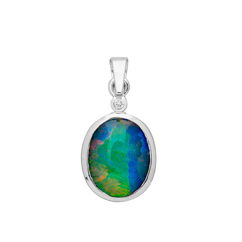 Silver Triplet Opal Pendant