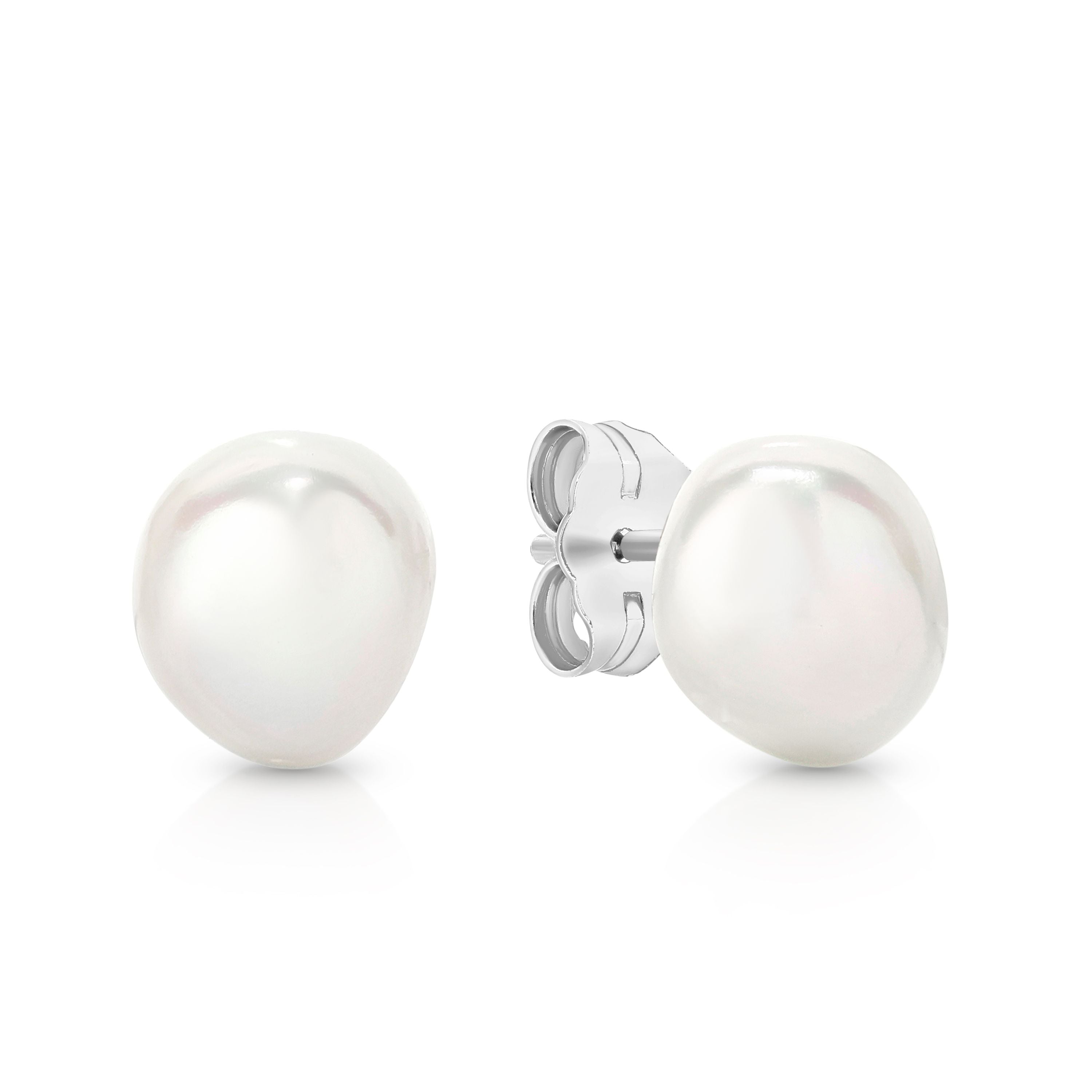 Silver Keshi Peal Studs