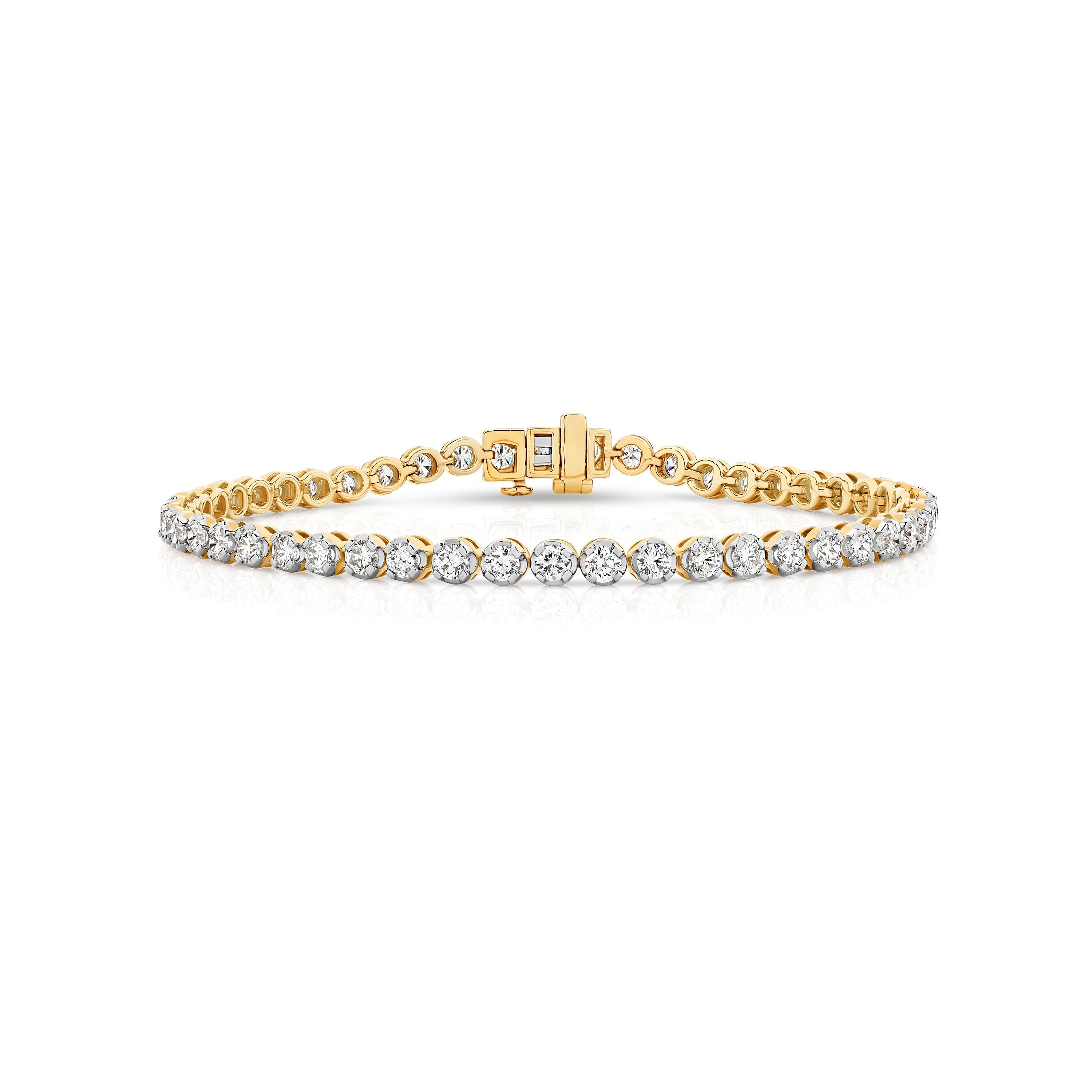 9ct yellow gold 4.00ct lab grown diamond tennis bracelet