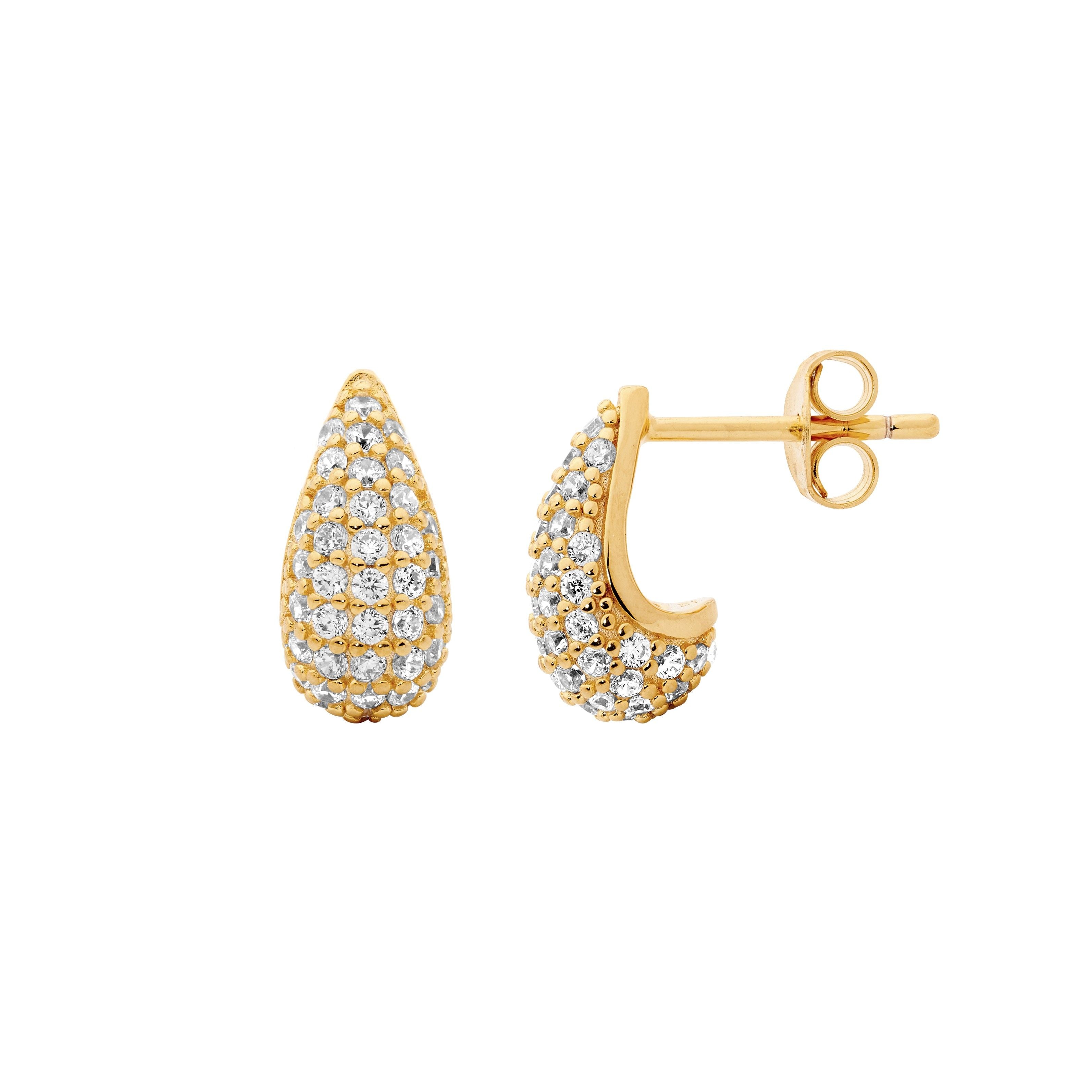 Ellani CZ Teardrop Earrings in Gold Plating