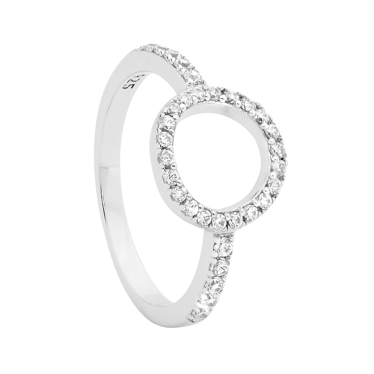 ELLANI Silver CZ Open Circle Ring