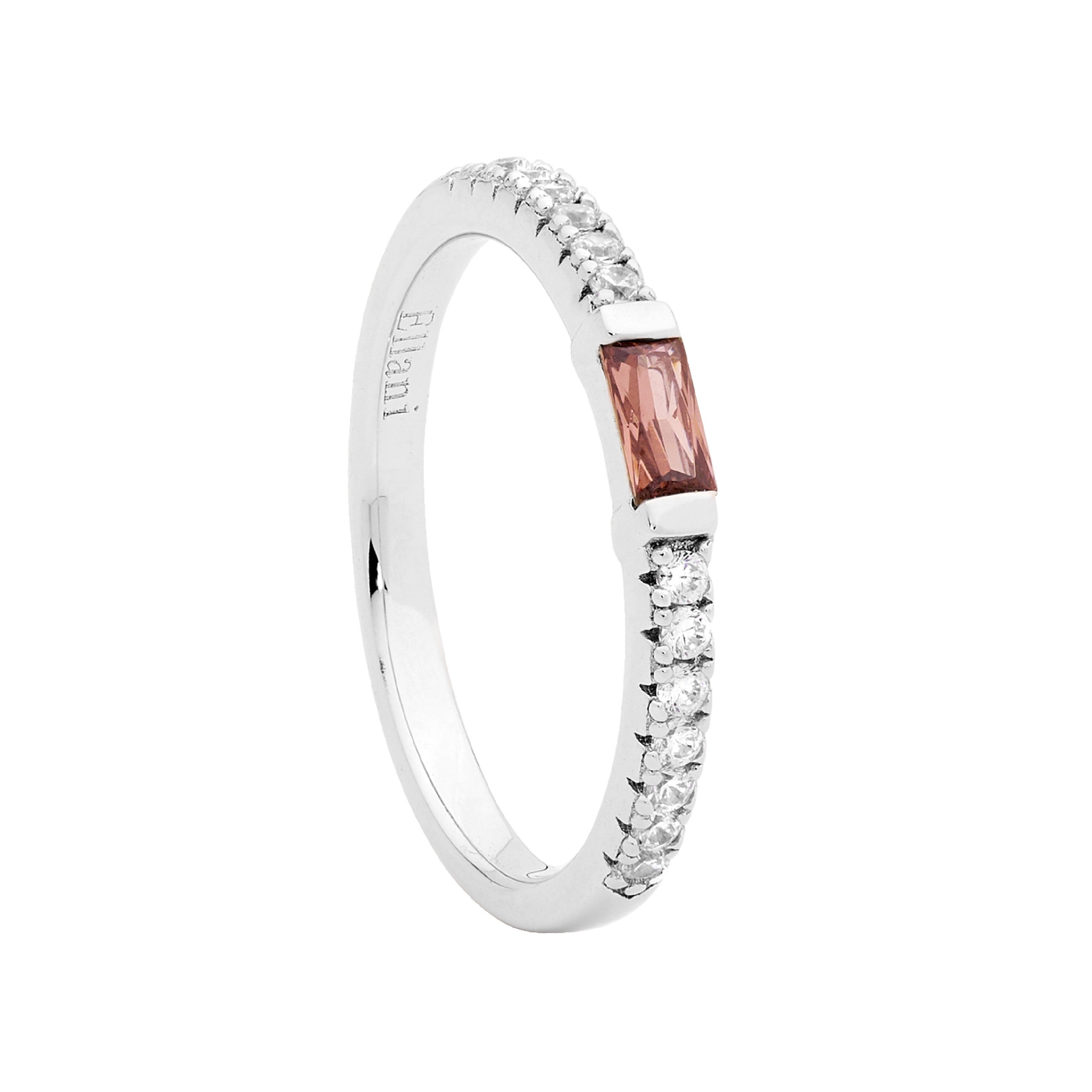 ELLANI Silver Rhodolite & CZ Ring