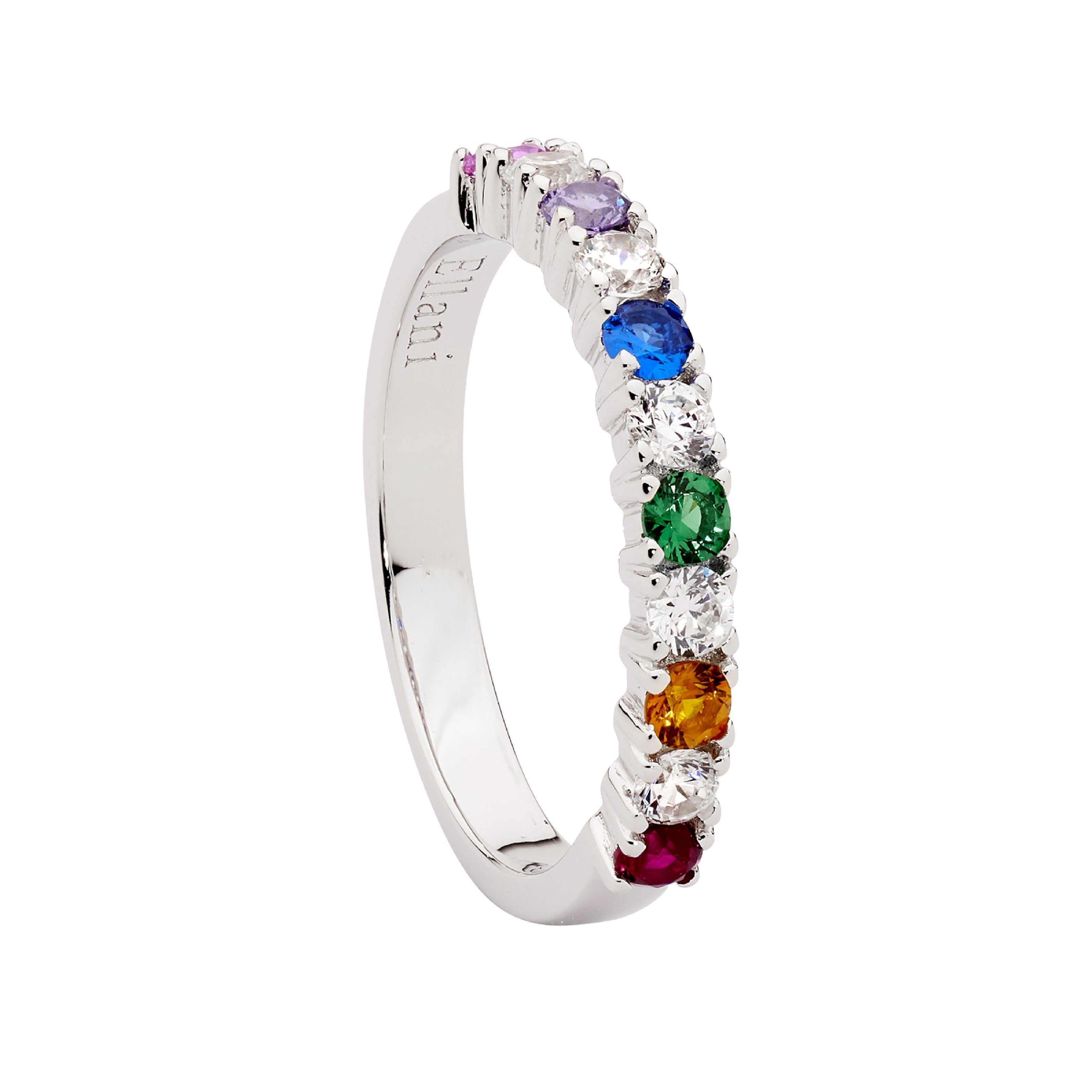 ELLANI Silver Multicolour CZ Ring
