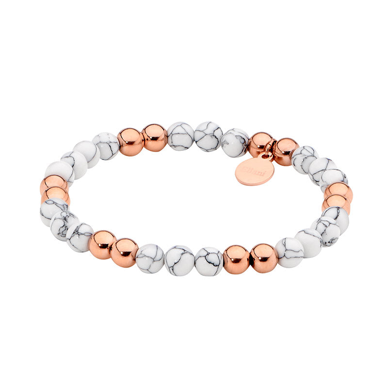 ELLANI Stainless Steel Plated 6mm Howlite Ball Stretch Blet