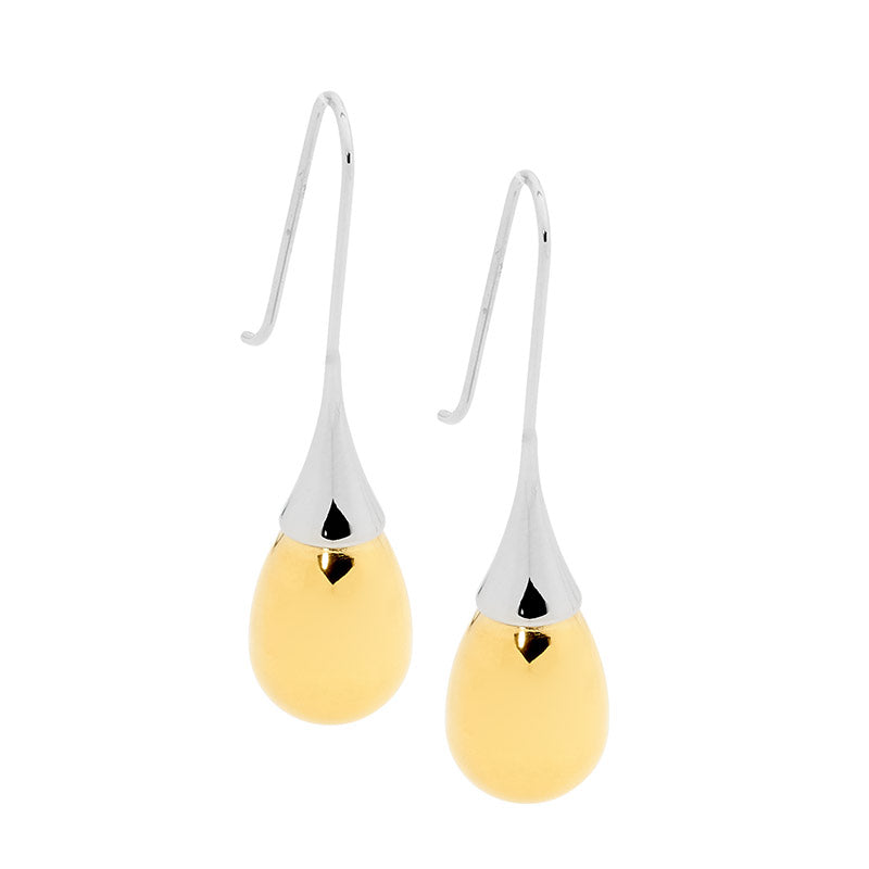 ELLANI Stainless Steel Long Drop Earrings with Gold Plating
