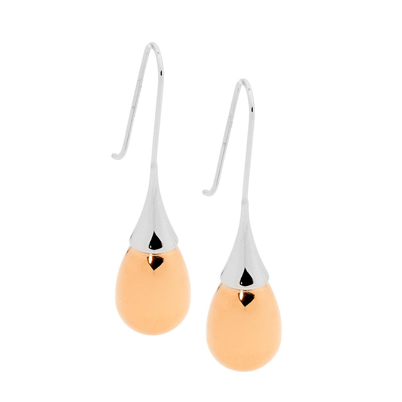 ELLANI Stainless Steel Long Drop Earrings with Rose Gold Plating