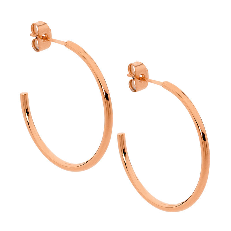 ELLANI Stainless Steel Hoops with Rose Gold Plating