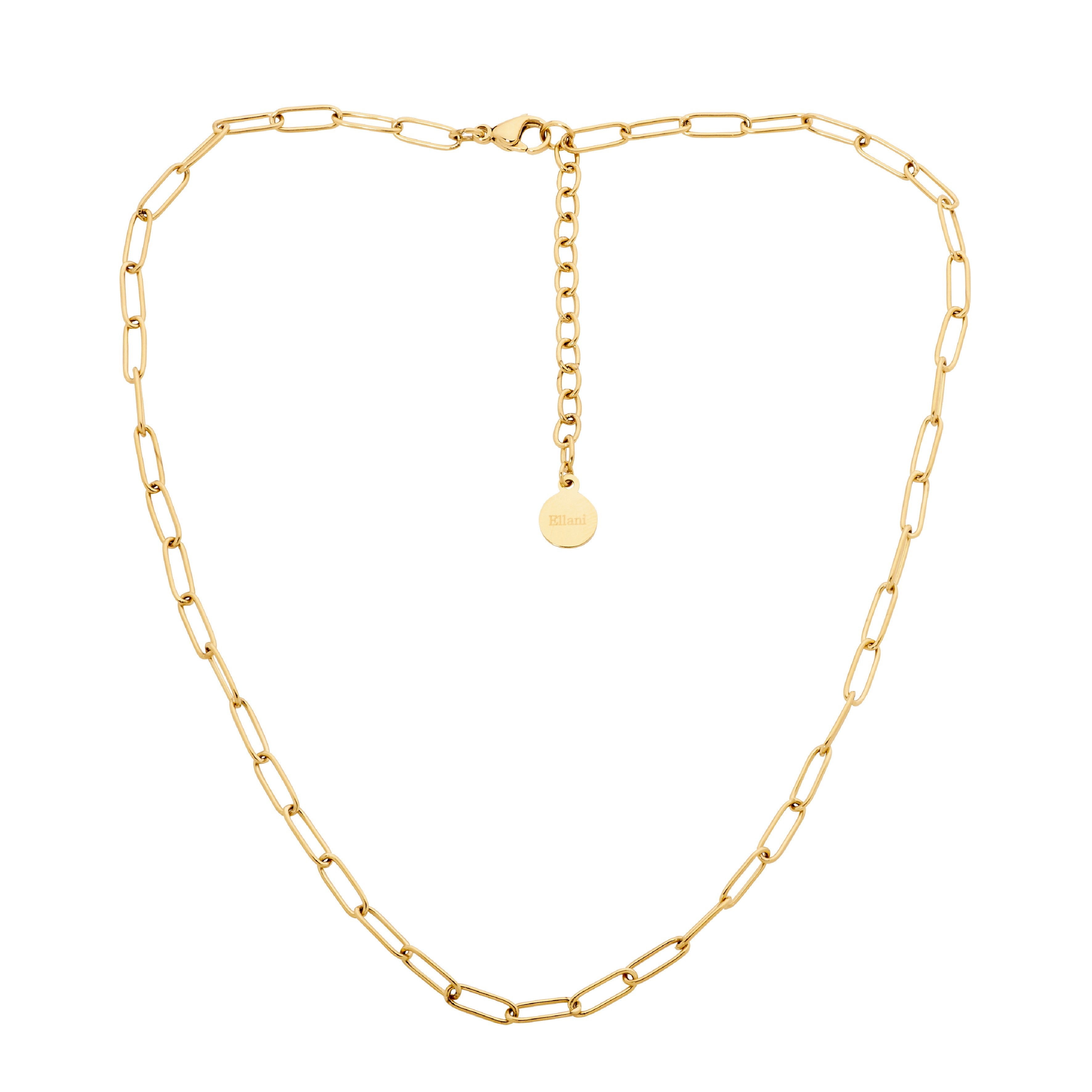 ELLANI Stainless Steel Gold Paperclip Chain