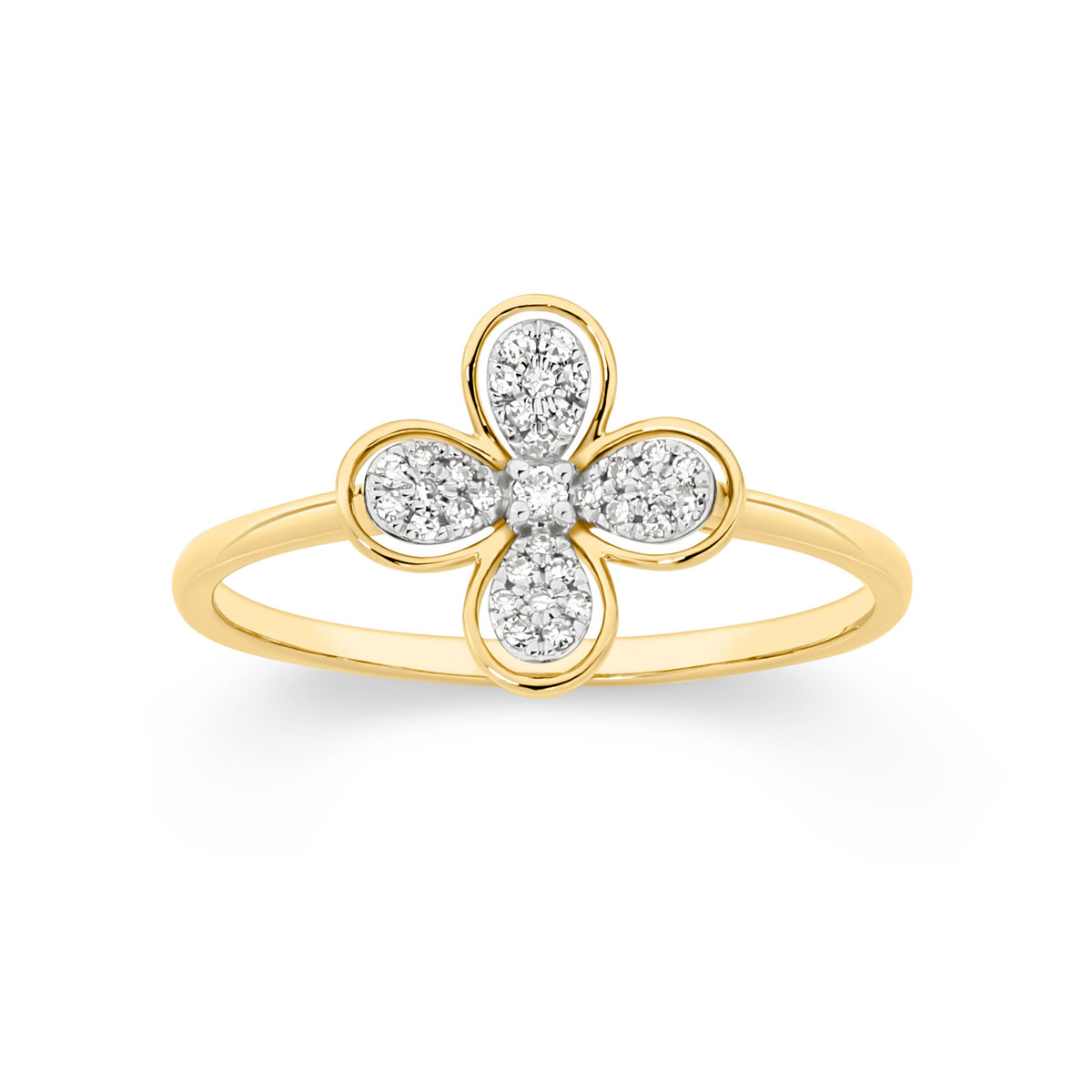 9ct Diamond Flower Ring