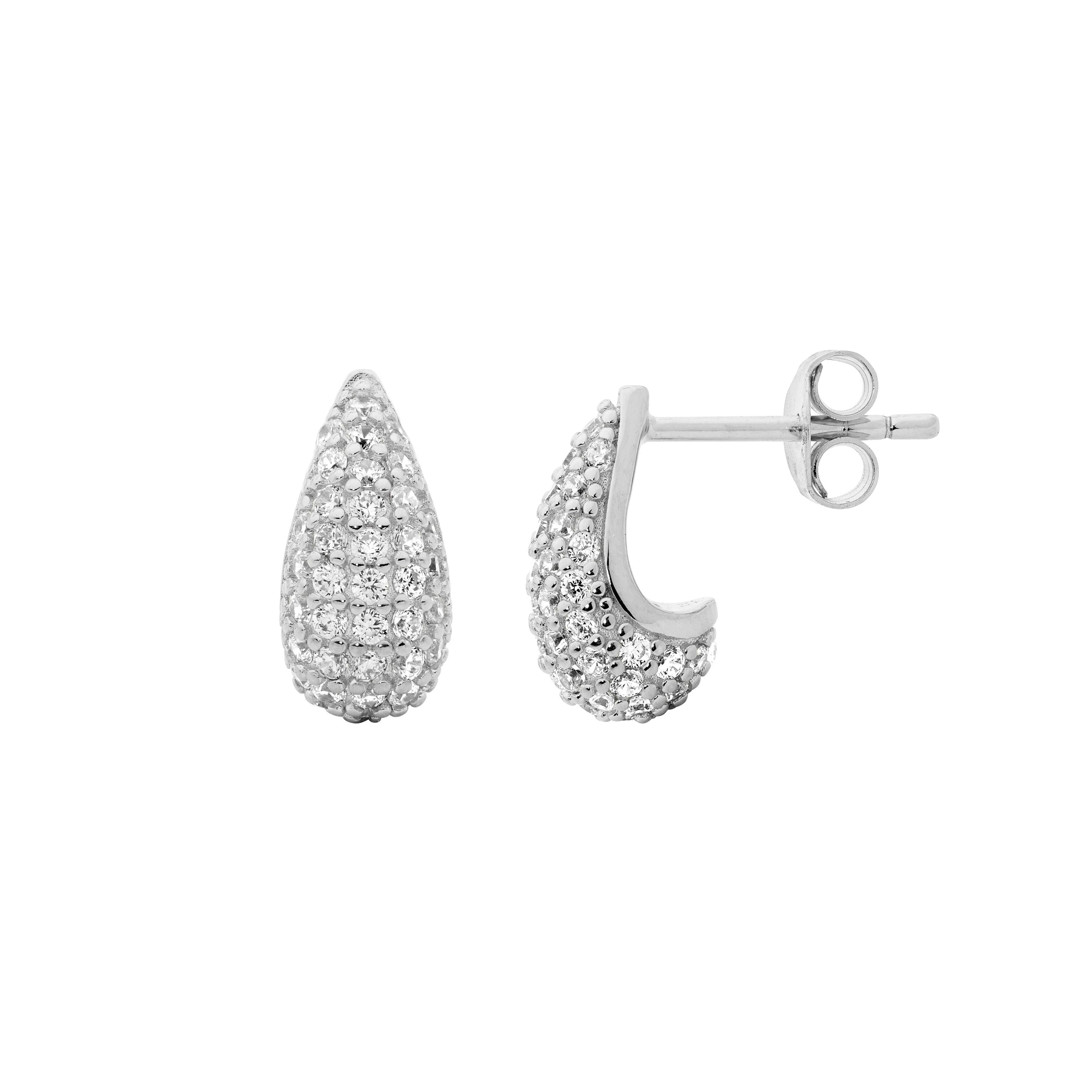 Ellani Silver CZ Teardrop Earrings