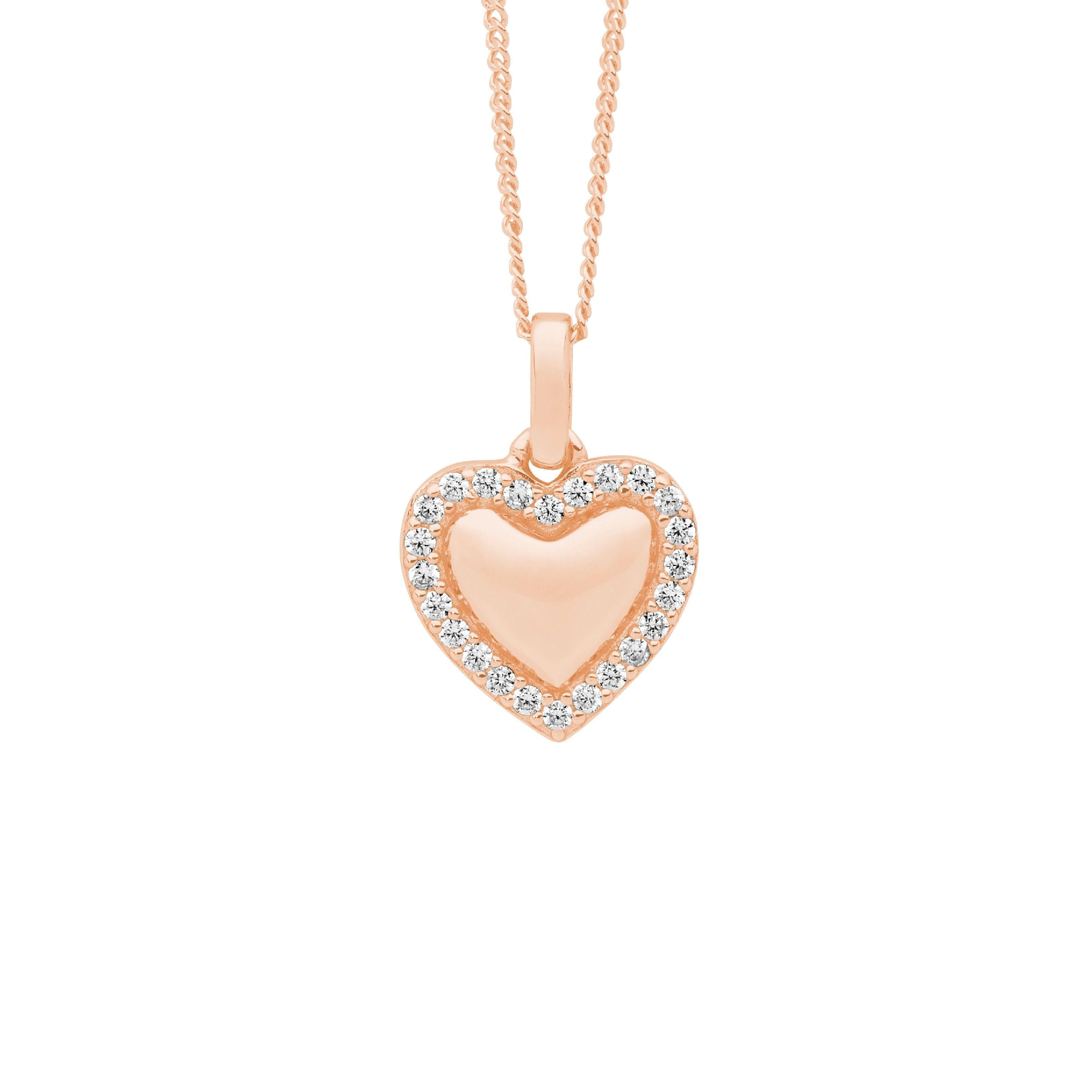 ELLANI Silver Heart Necklet in Rose Gold plating