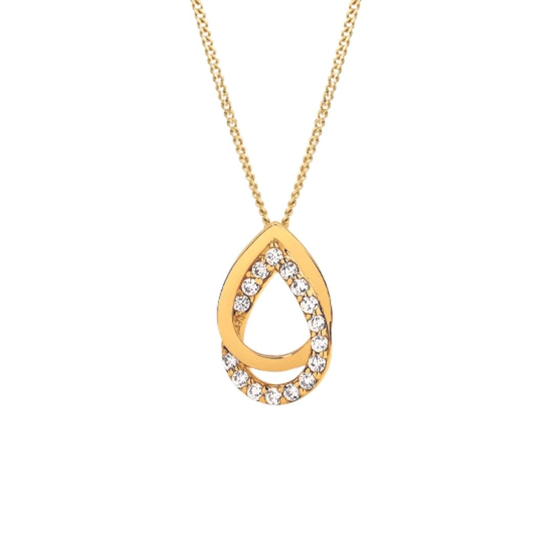9ct Double Pear CZ Pendant