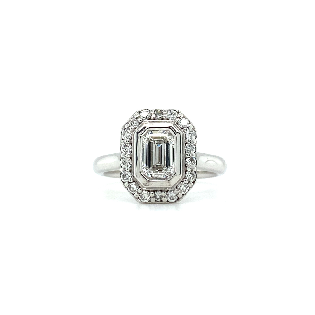 CUSTOM 18ct White Gold Emerald Cut Diamond Ring