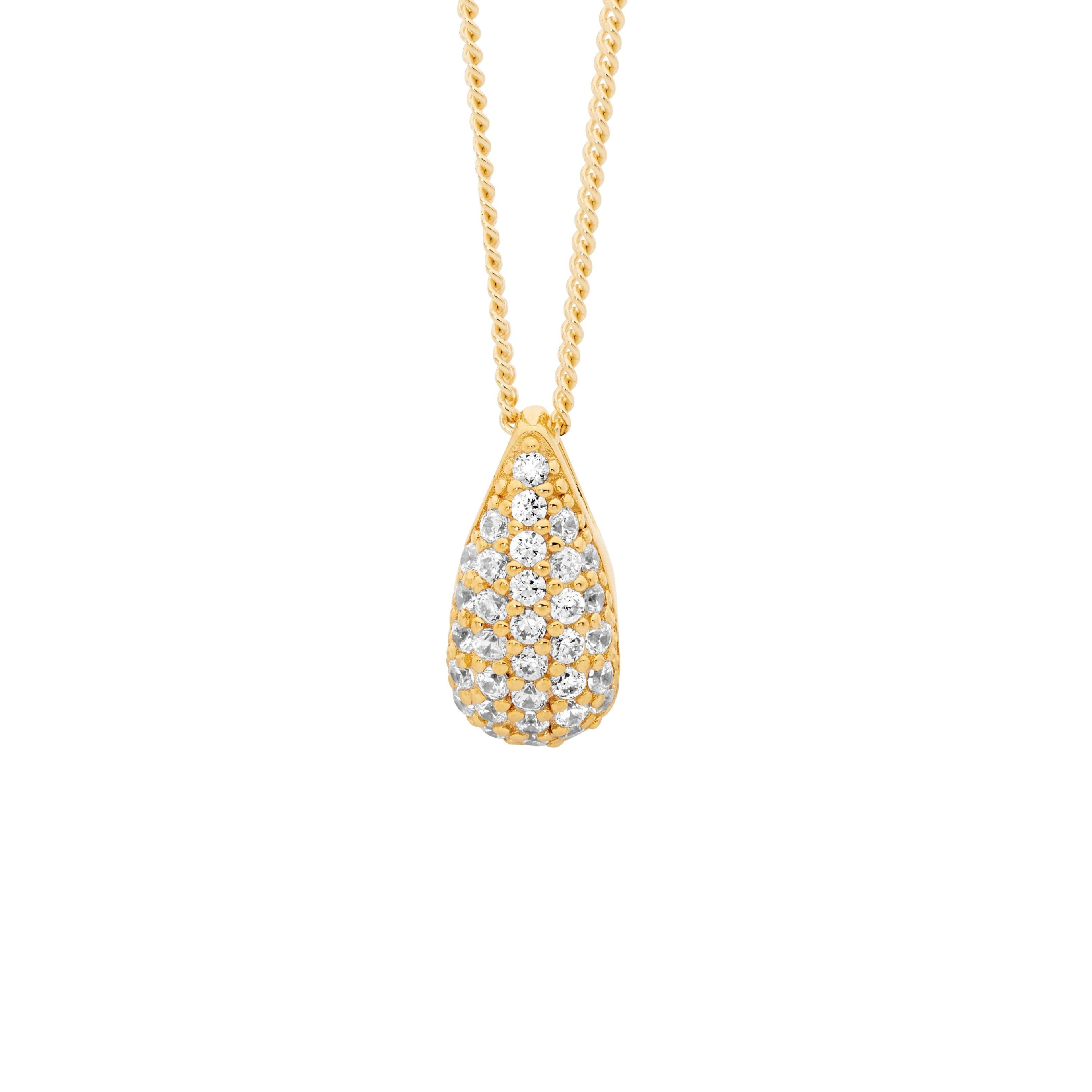 Ellani Teardrop Necklet with CZ In Gold Plating