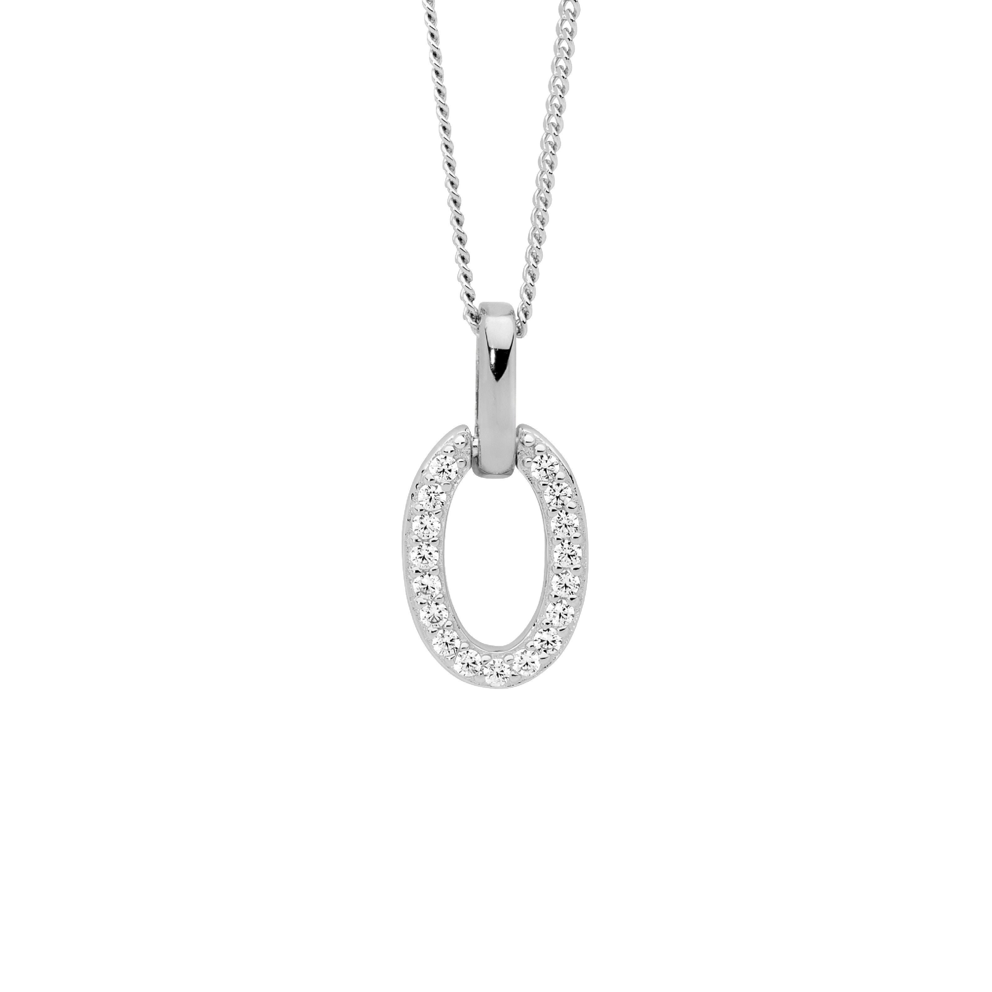 ELLANI Silver Oval CZ Necklet