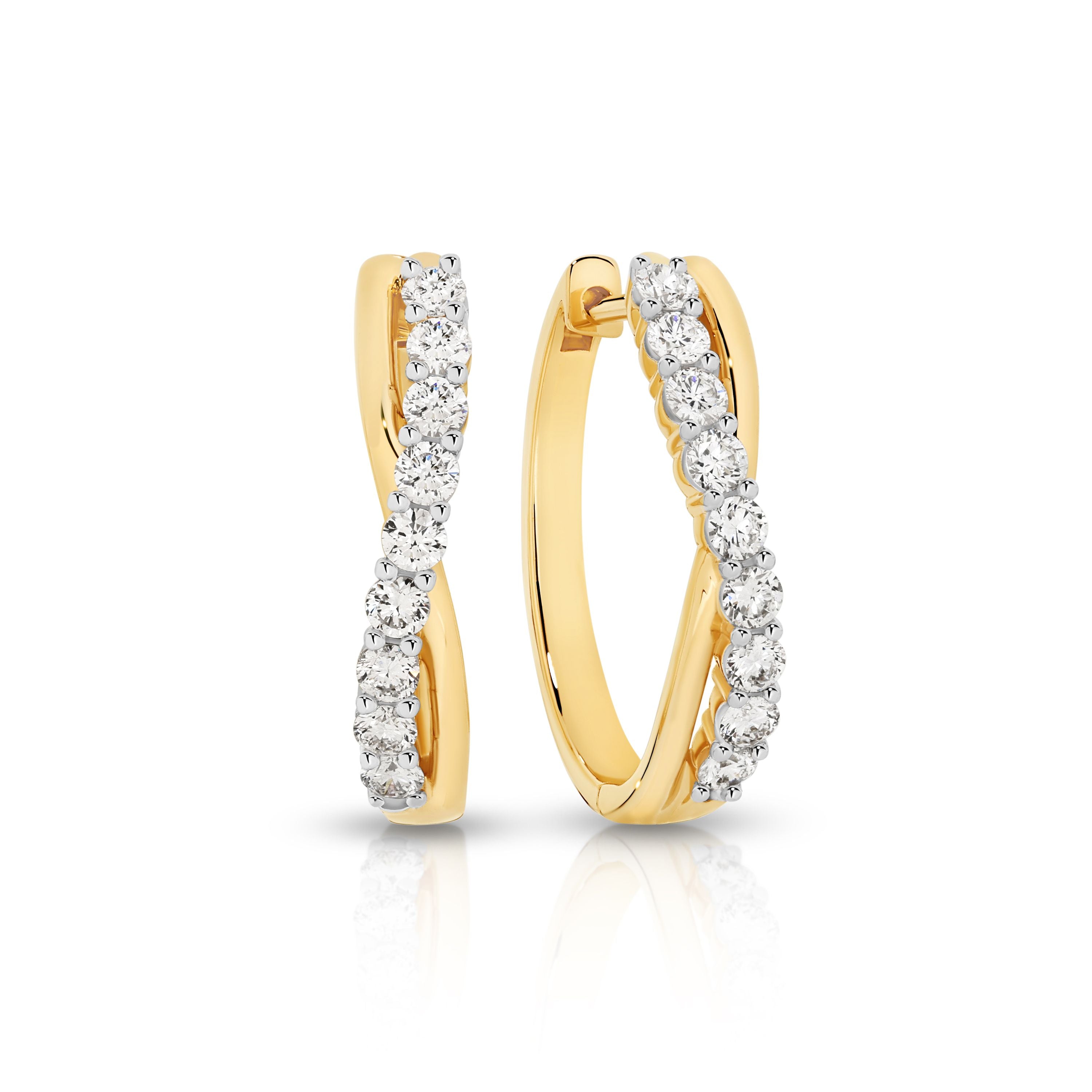 9ct Lab Grown Diamond Crossover Huggies