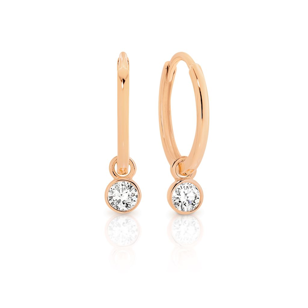9ct rose gold huggies with CZ