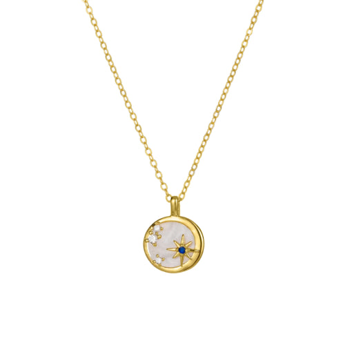 Silver Gold Plated Celestial Mother of Pearl Necklet