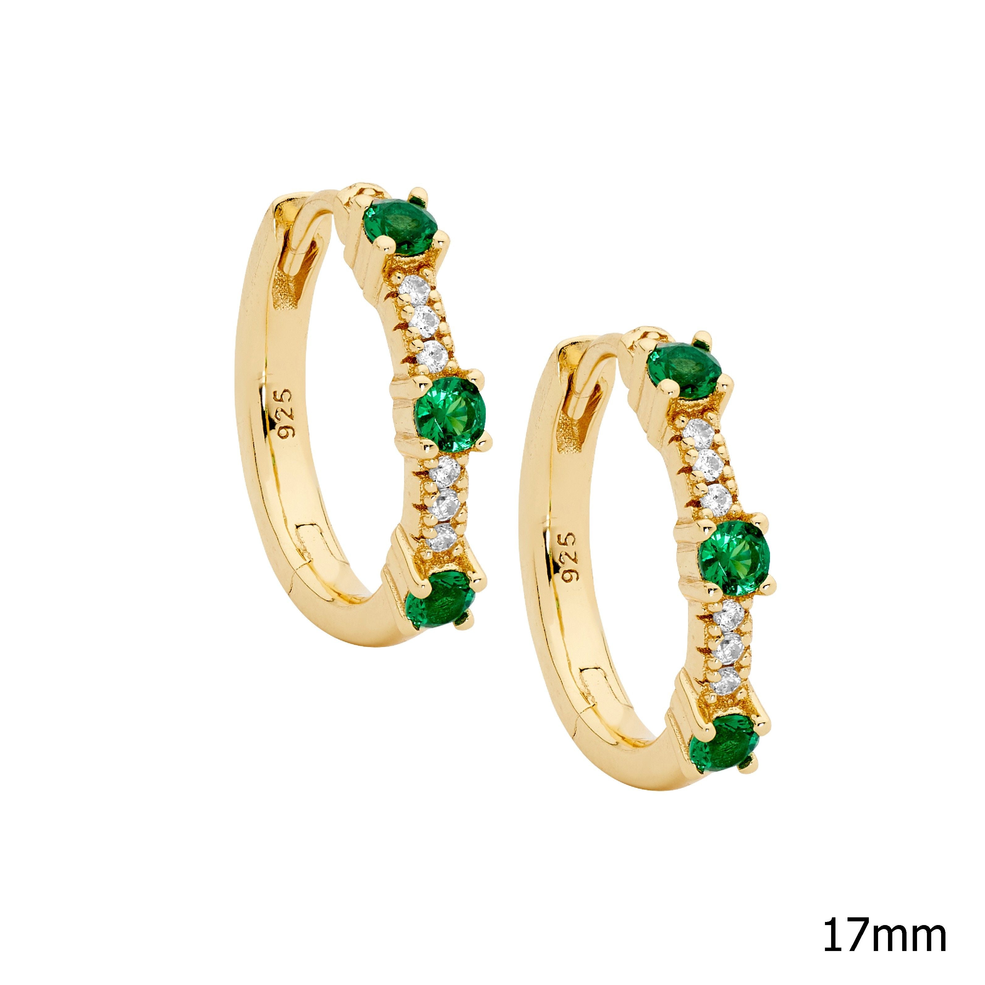 ELLANI Silver CZ Huggies in Gold Plating