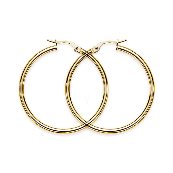 9ct gold polished hoops 30mm