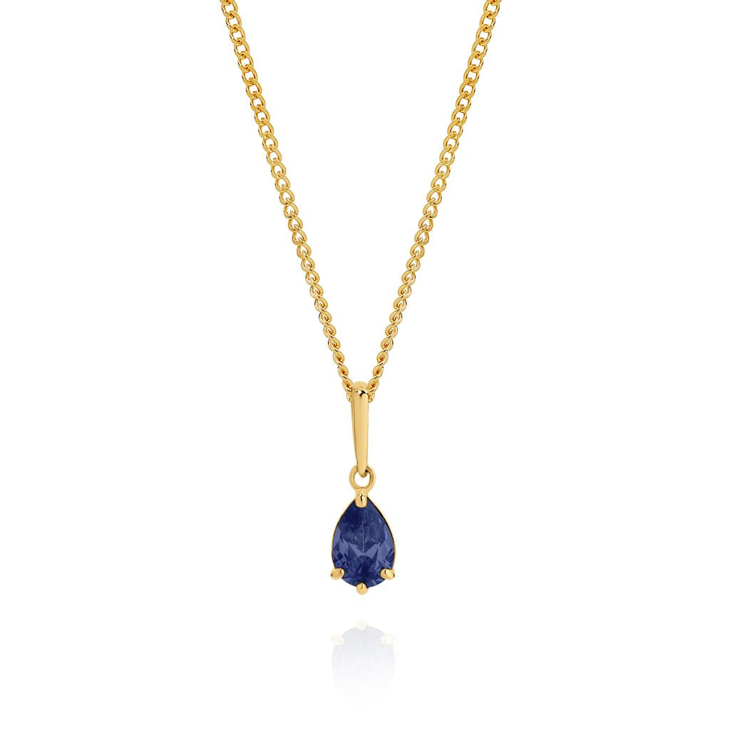 9ct gold sapphire colour CZ pendant