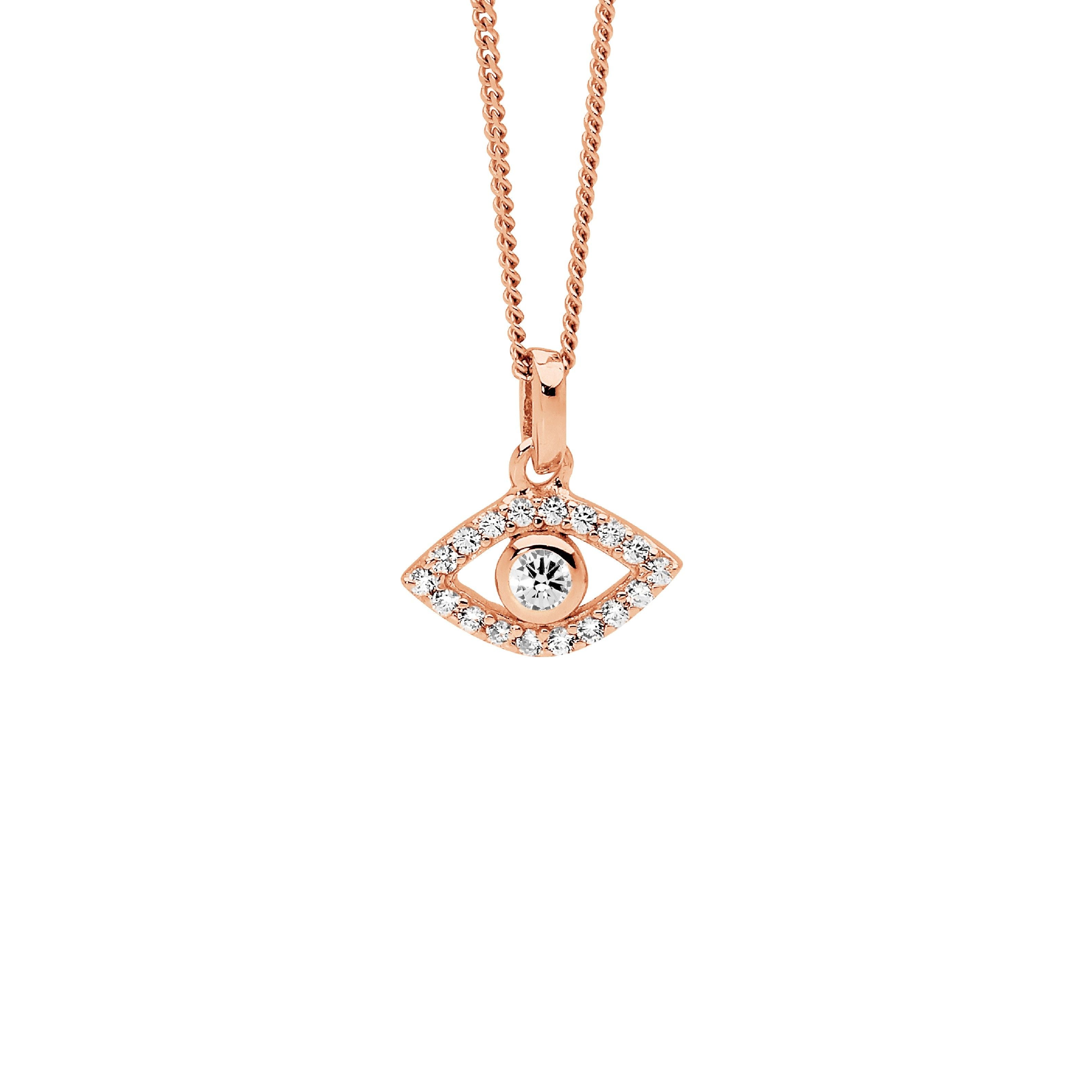 Ellani Evil Eye Necklet with CZ in Rose Plating