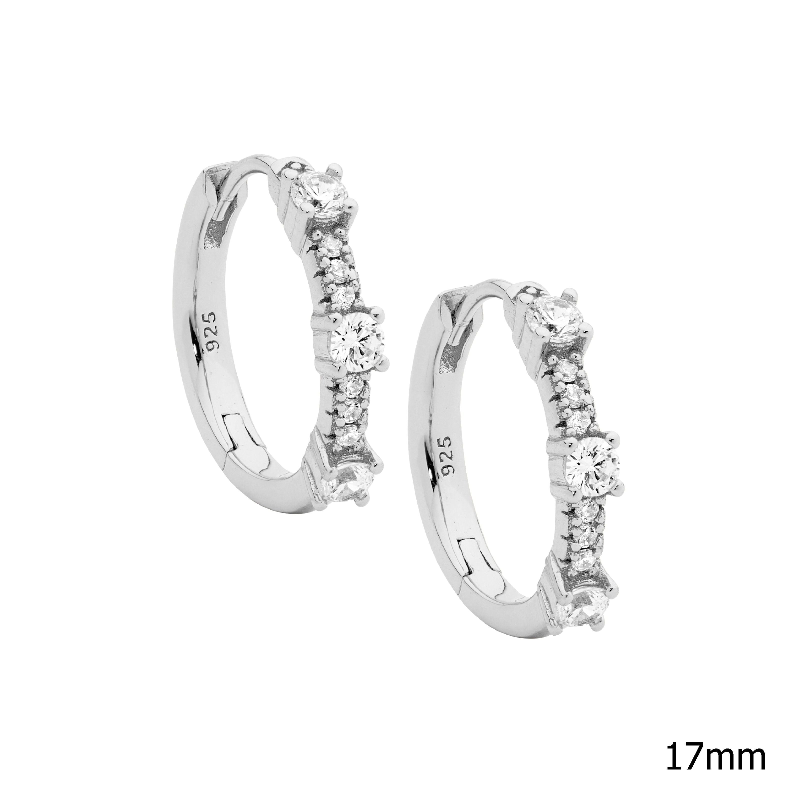 ELLANI Silver CZ Huggies